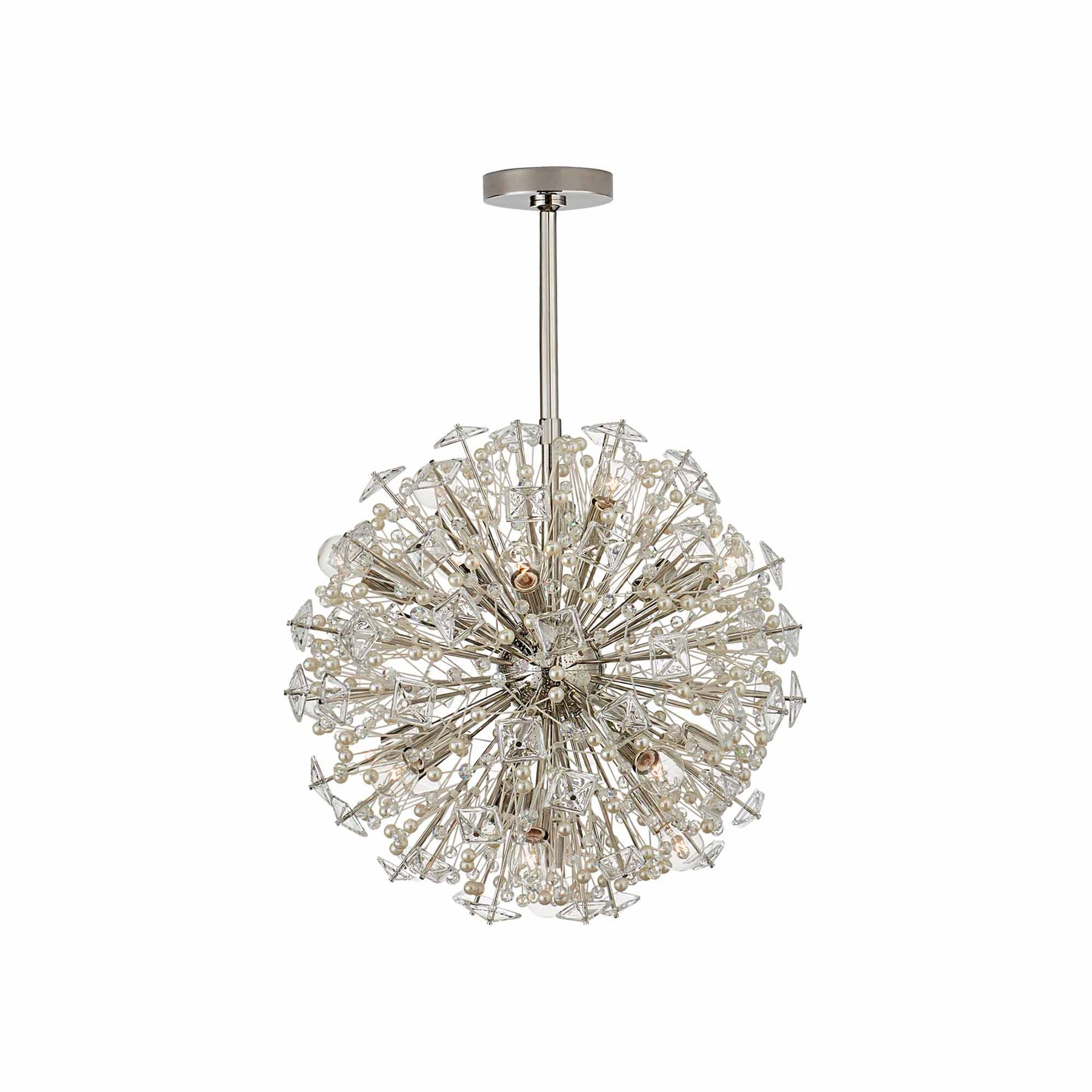 Elegant Polished Nickel and Crystal Medium Chandelier by Kate Spade