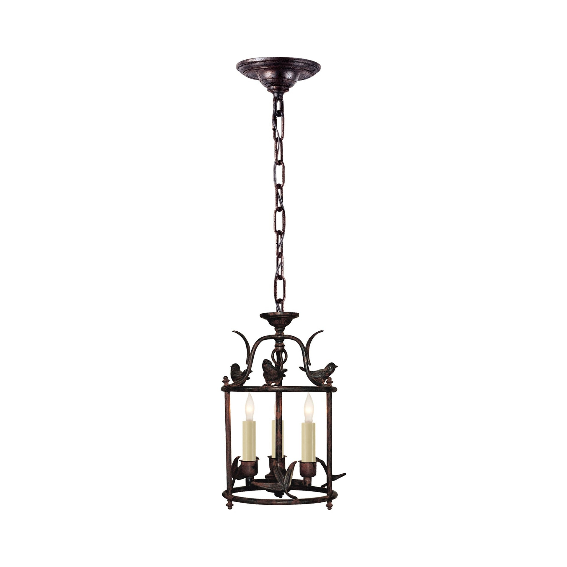 Diego Classical 14" Crystal Birdcage Pendant Light with Rust Finish
