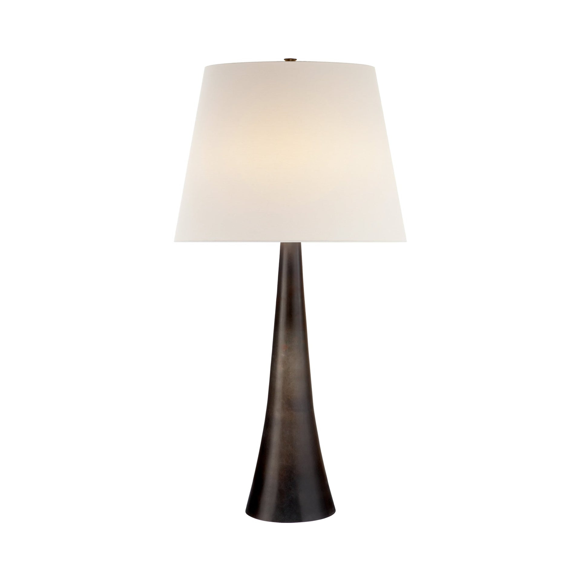 Dover Aged Iron Outdoor Desk Lamp with Linen Shade