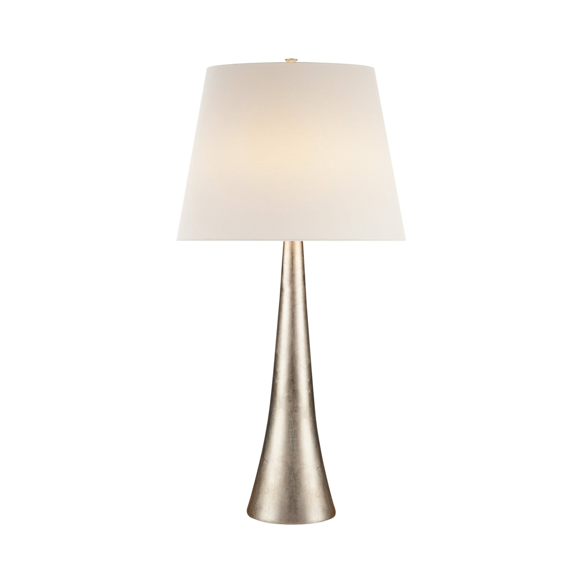Adjustable Burnished Silver Leaf Table Lamp with Linen Shade
