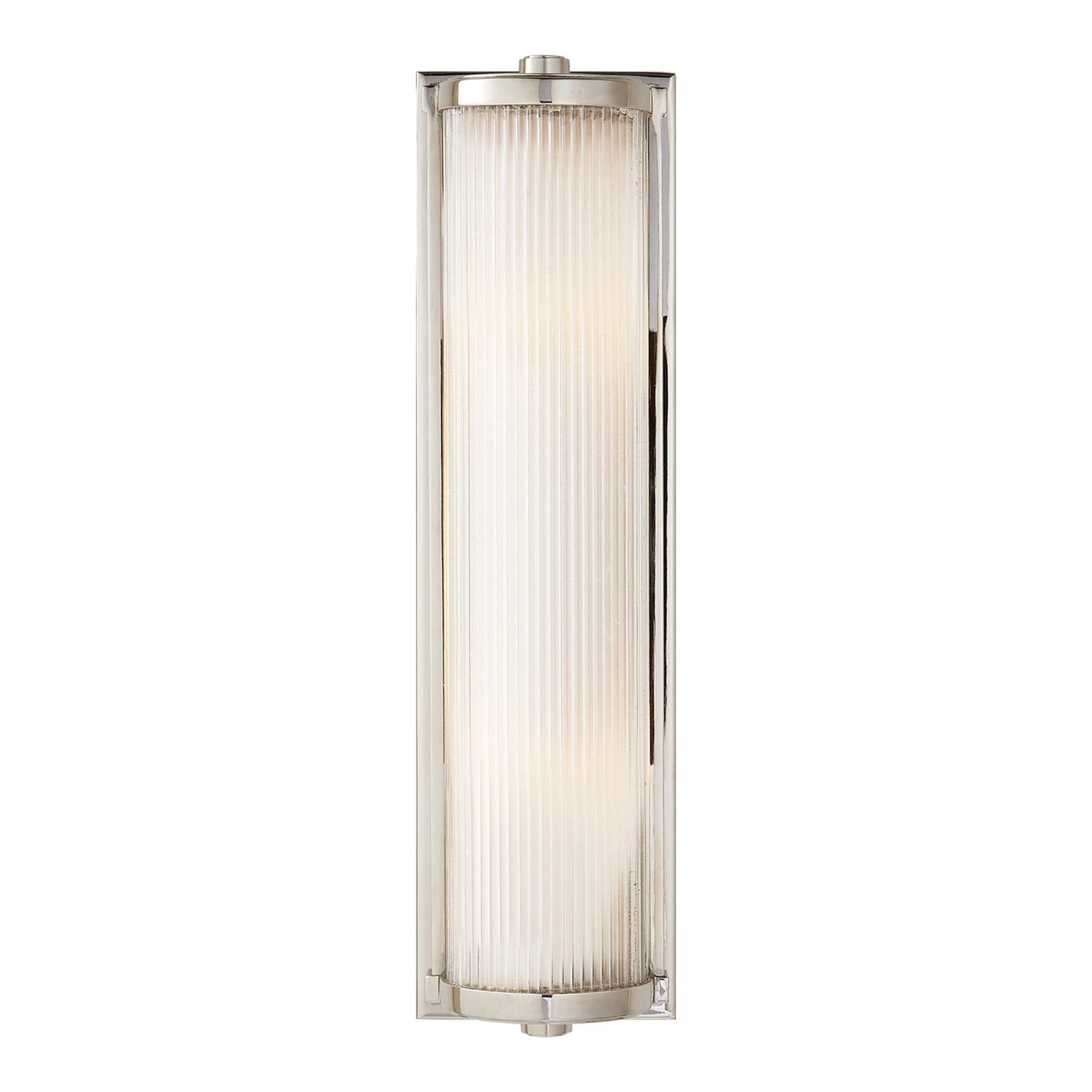 Polished Nickel Outdoor Cylinder Wall Sconce with Frosted Glass