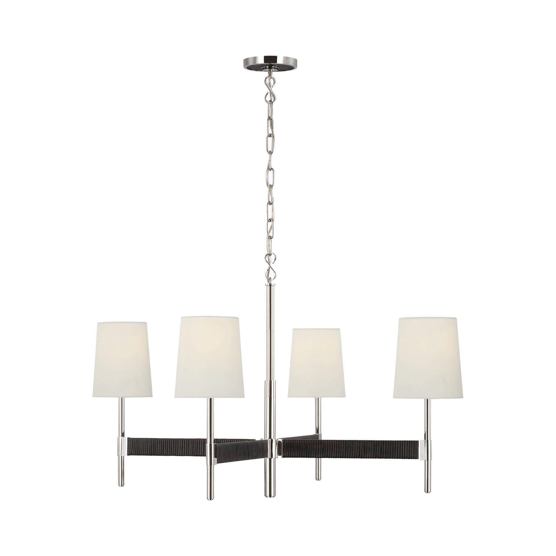 Elle Polished Nickel & Crystal 4-Light Mid-Century Chandelier