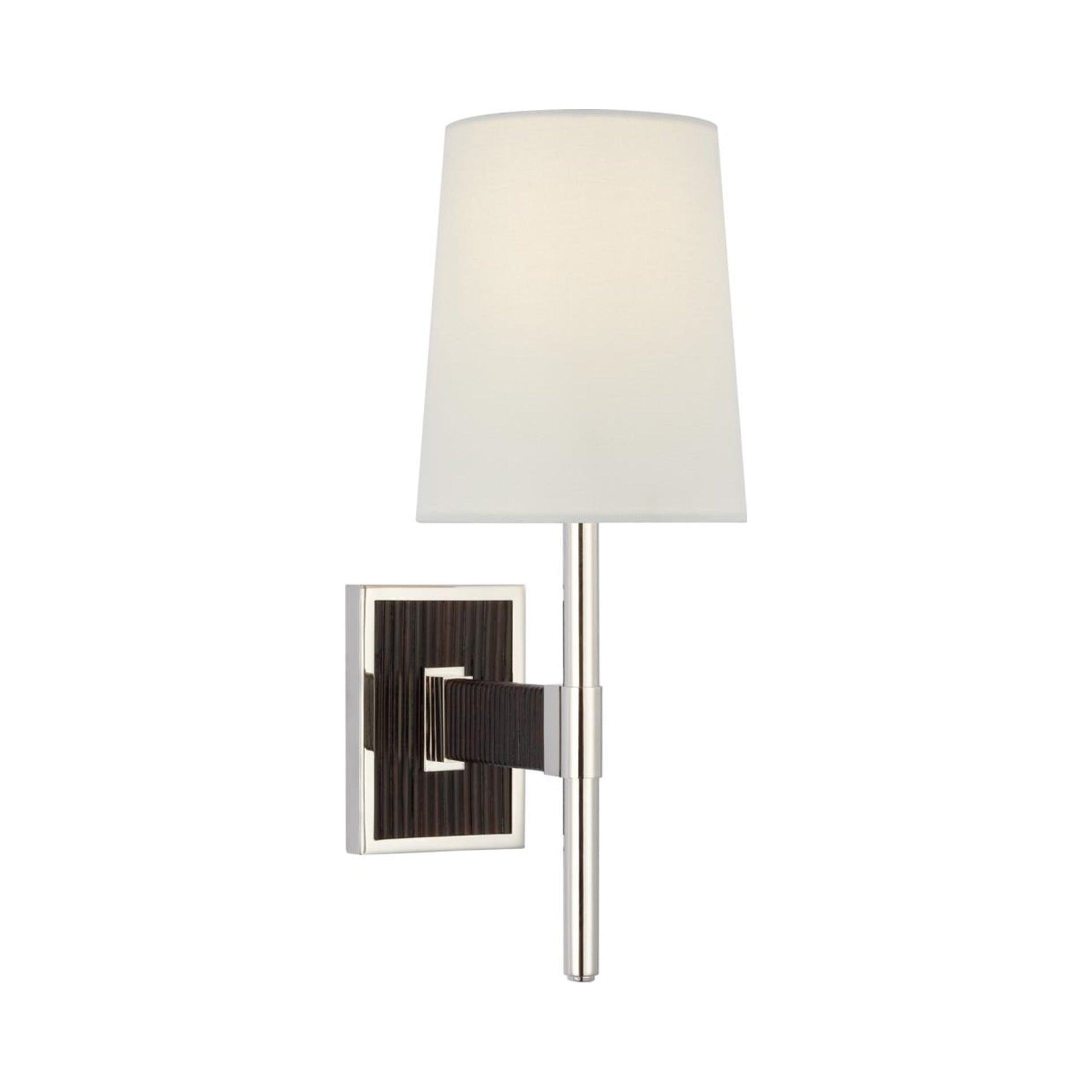 Polished Nickel and Black Rattan Dimmable Sconce