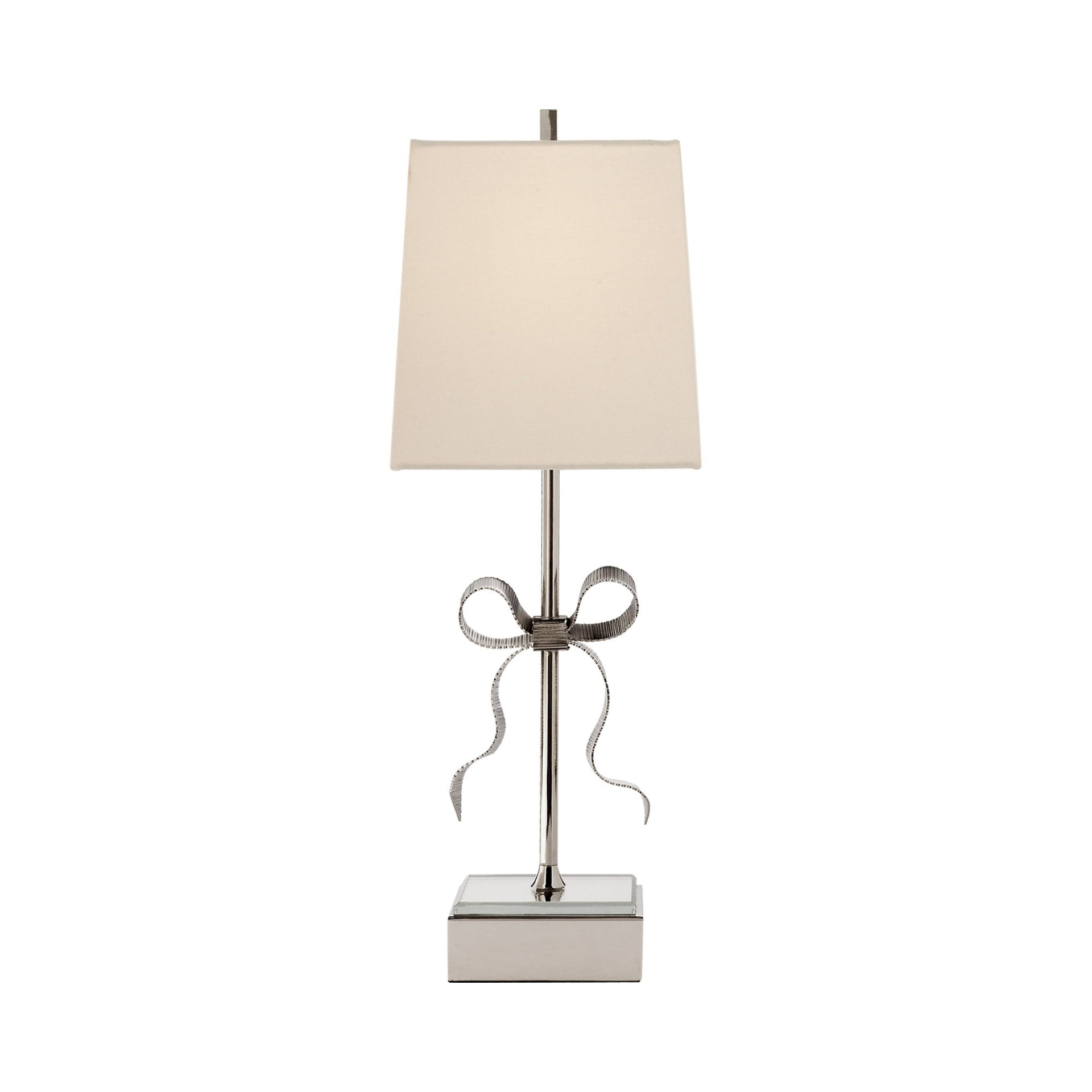 Ellery Polished Nickel Outdoor Table Lamp with Cream Shade