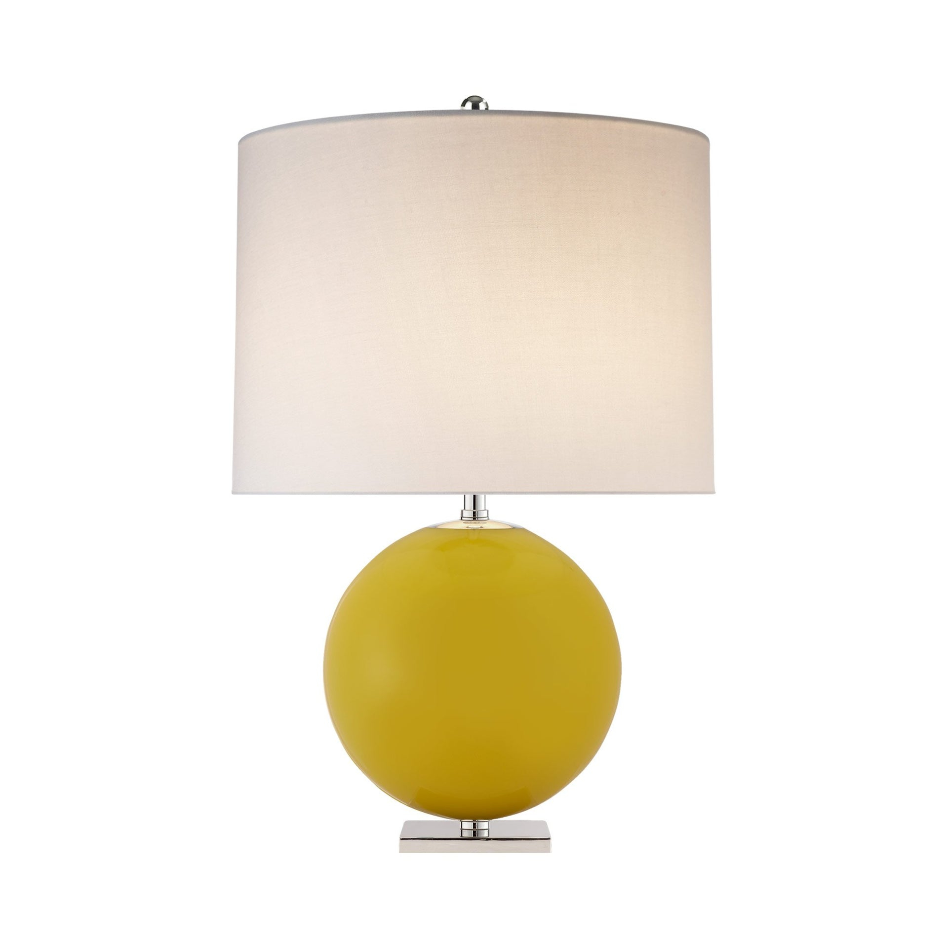 Elsie Yellow Glass Globe Table Lamp with Linen Shade