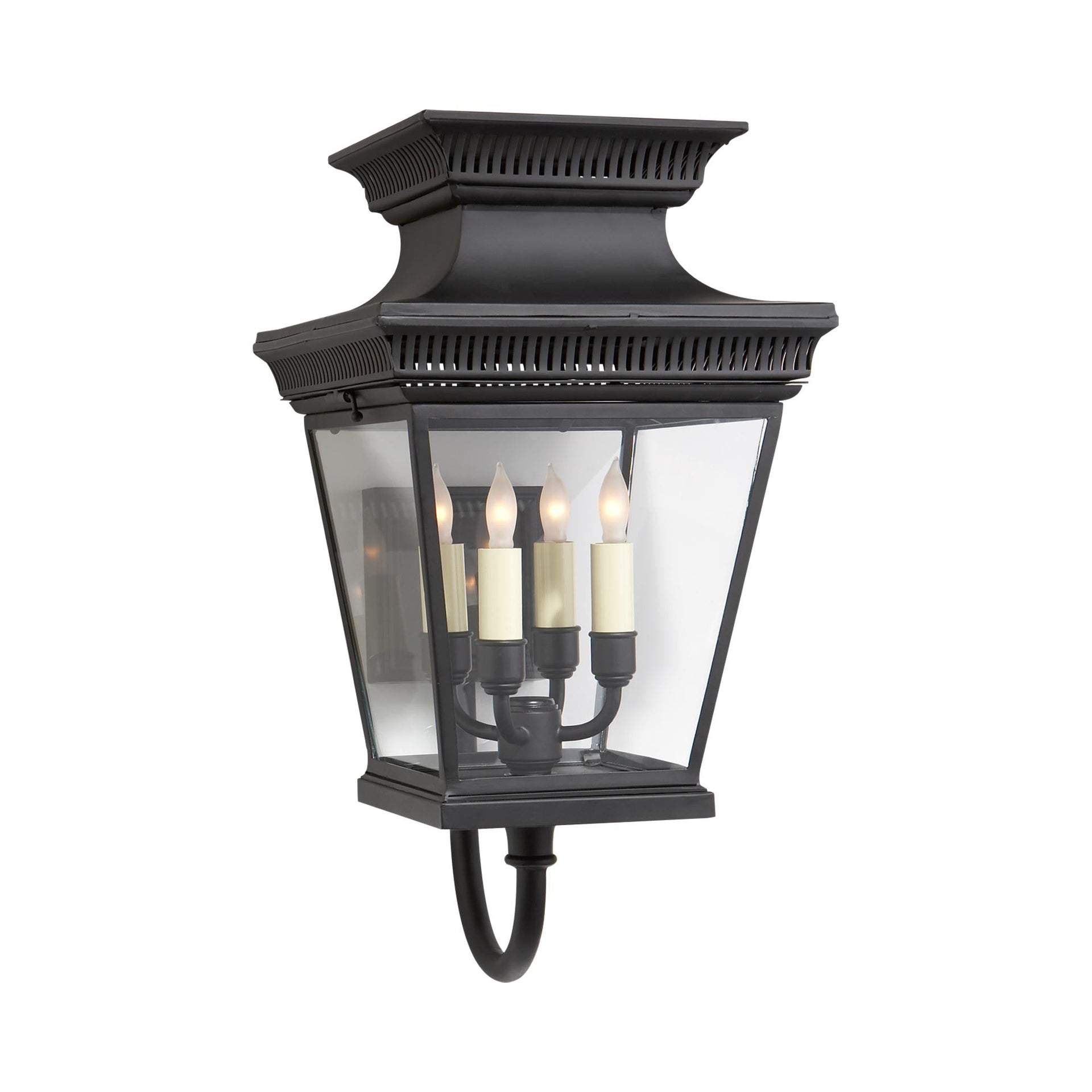 Elsinore Matte Black Medium Steel and Glass Outdoor Lantern