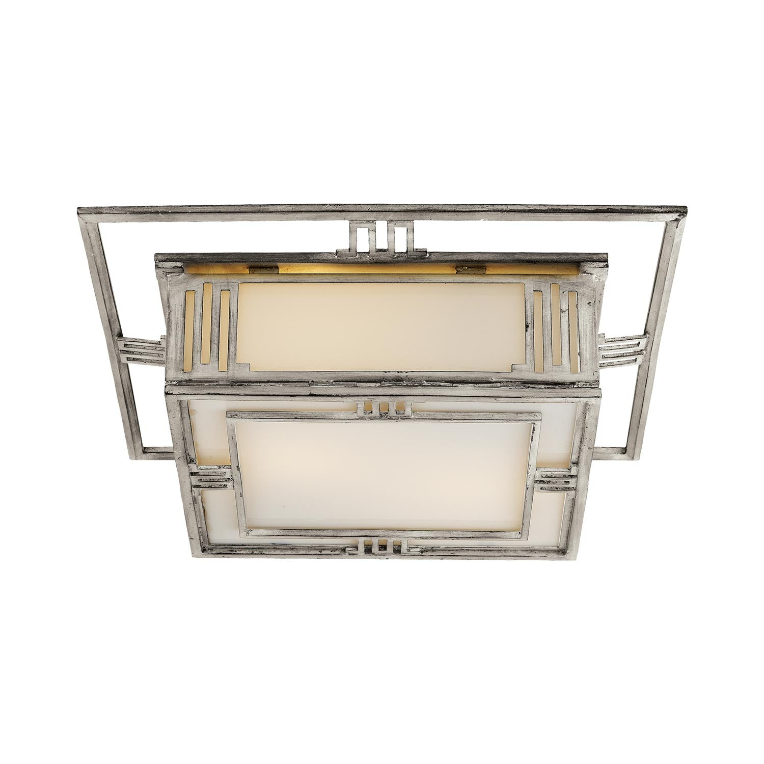 Enrique 16" Burnished Silver Leaf Glass Flush Mount