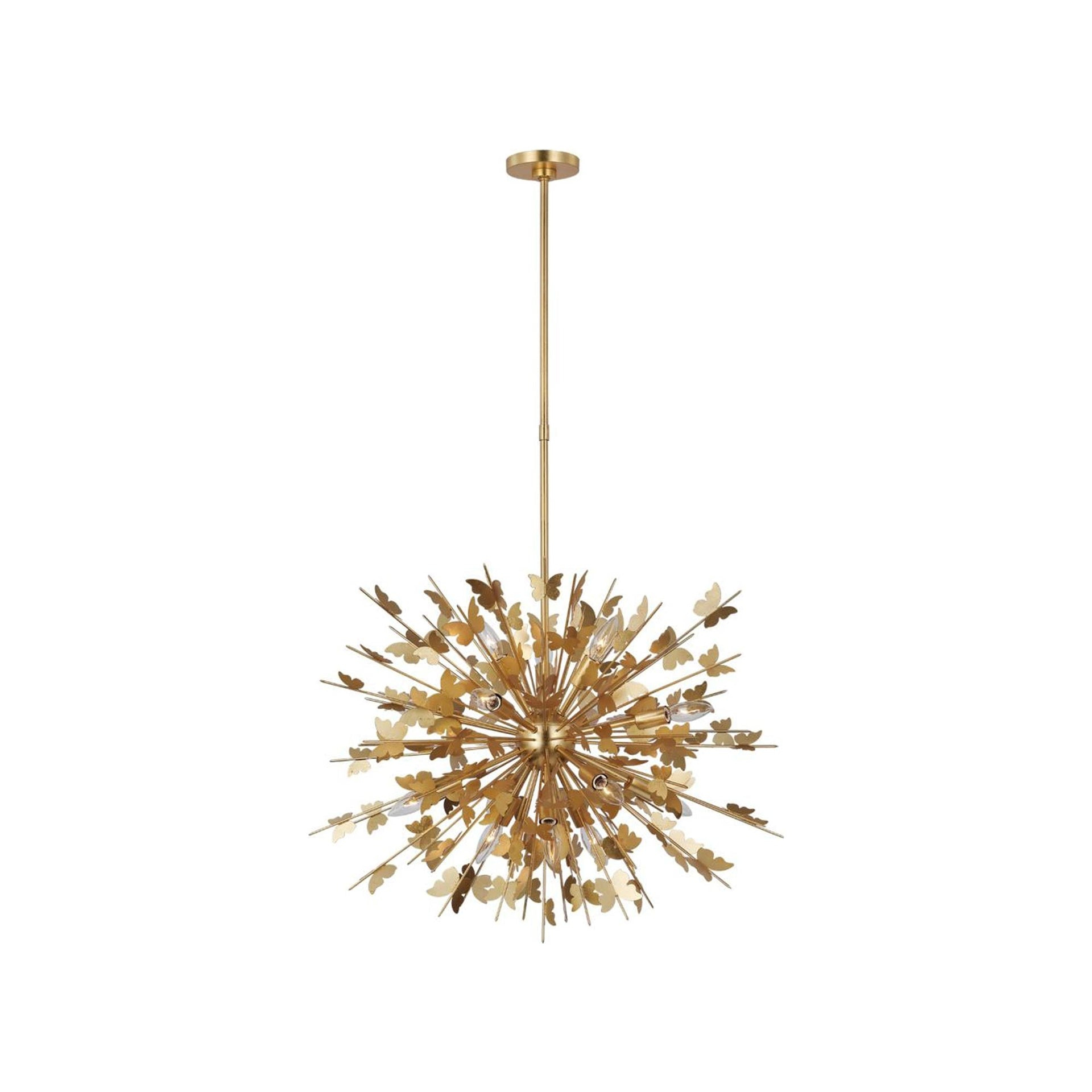 Farfalle Medium Burnished Silver Leaf 14-Light Crystal Chandelier
