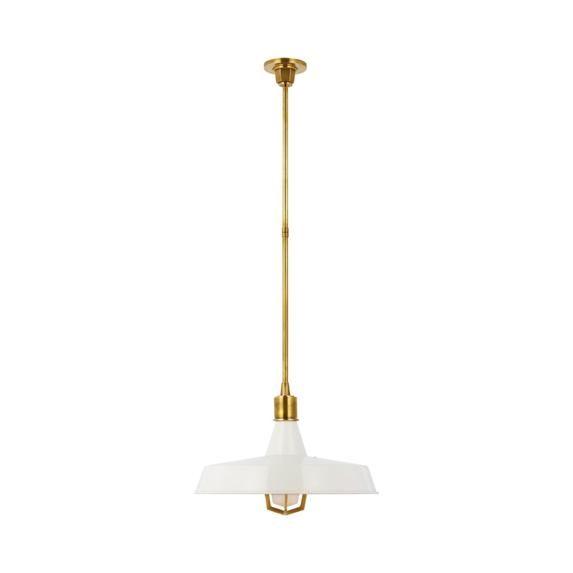 Hand-Rubbed Antique Brass and White Glass Pendant Light