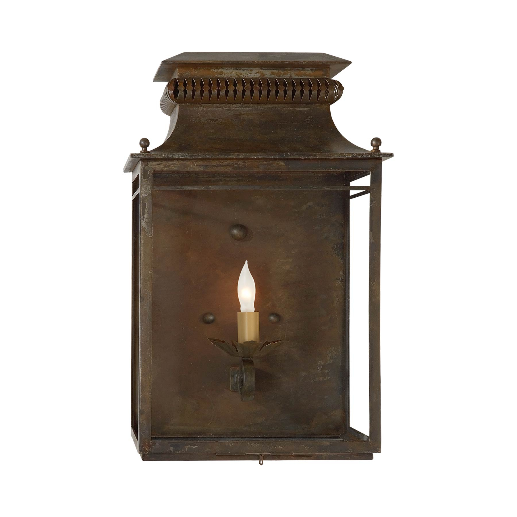 Flea Market Antique Zinc Dimmable Lantern Sconce, 18" Nickel Frame