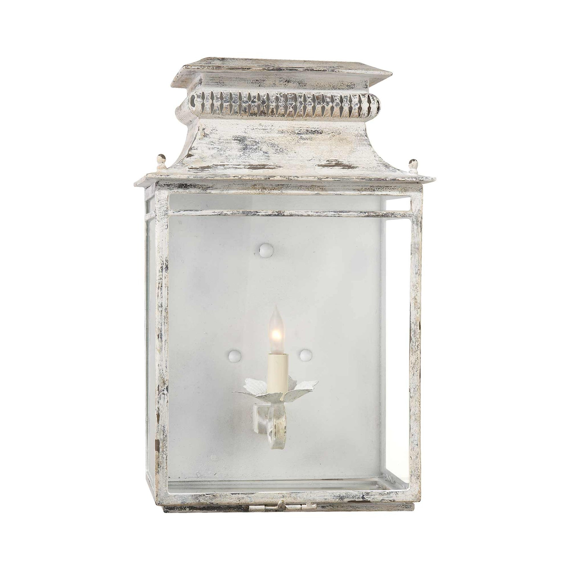 18" White Iron Lantern Style Wall Sconce