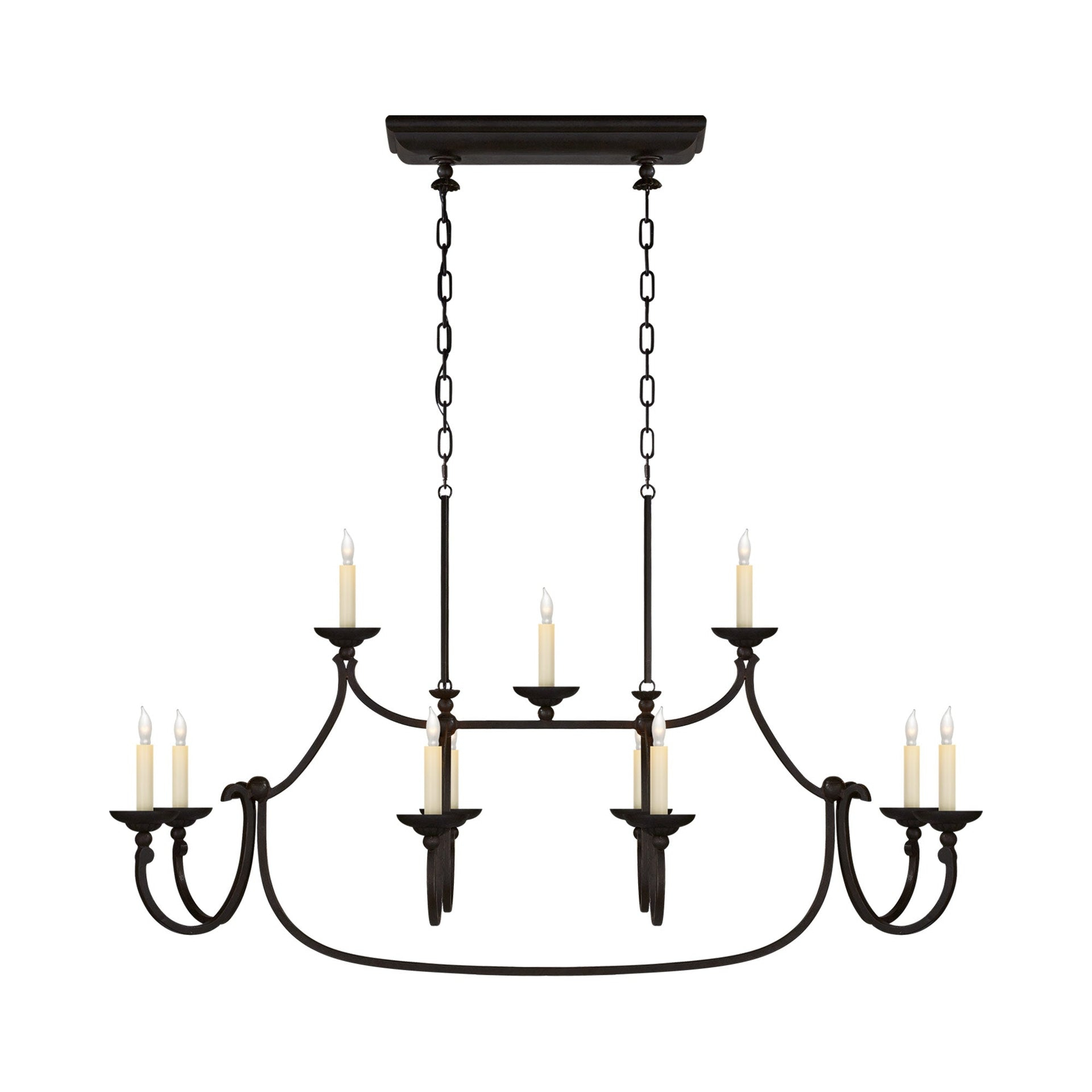 Aged Iron 11-Light Candle Chandelier