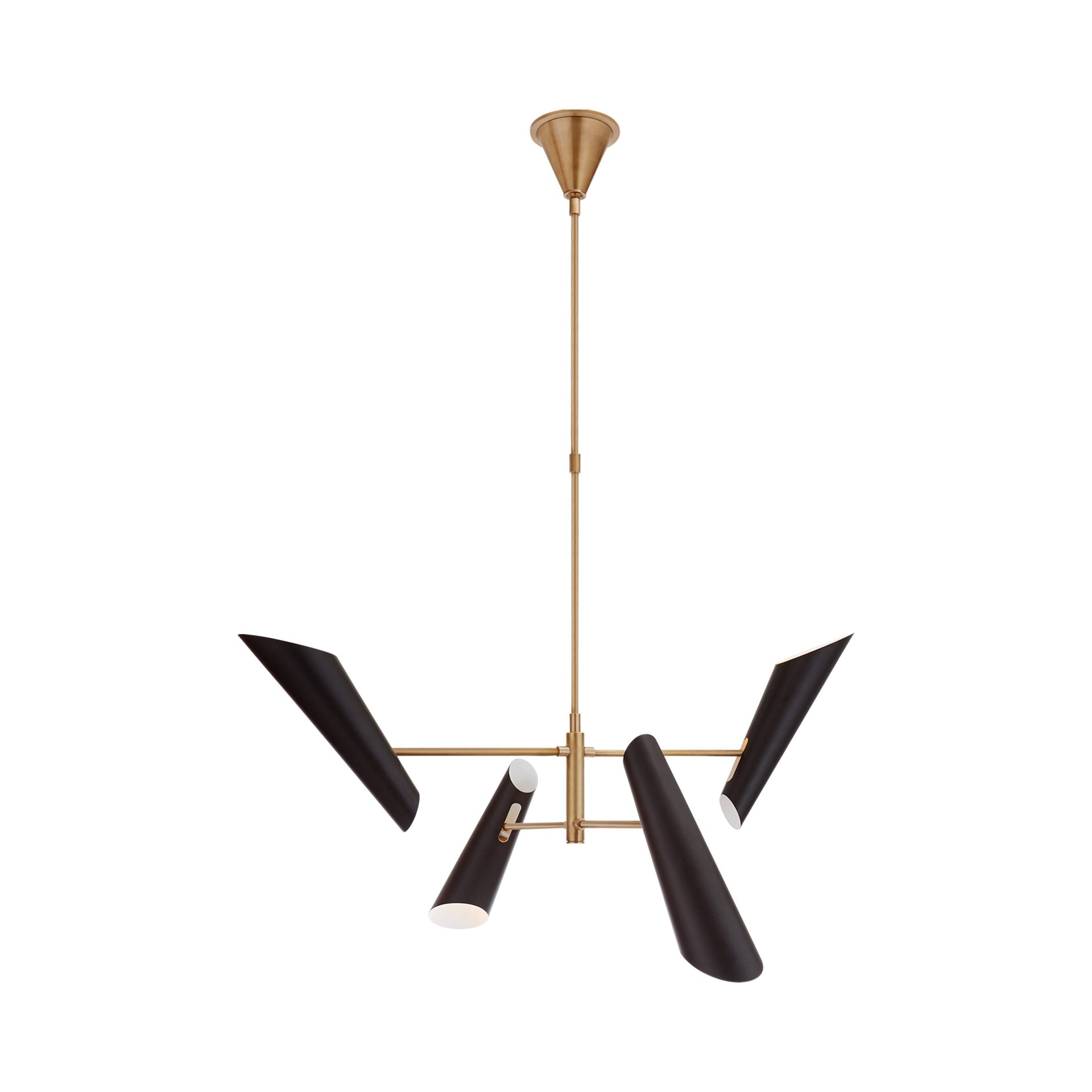 Franca Modern 4-Light Chandelier in White and Antique Brass