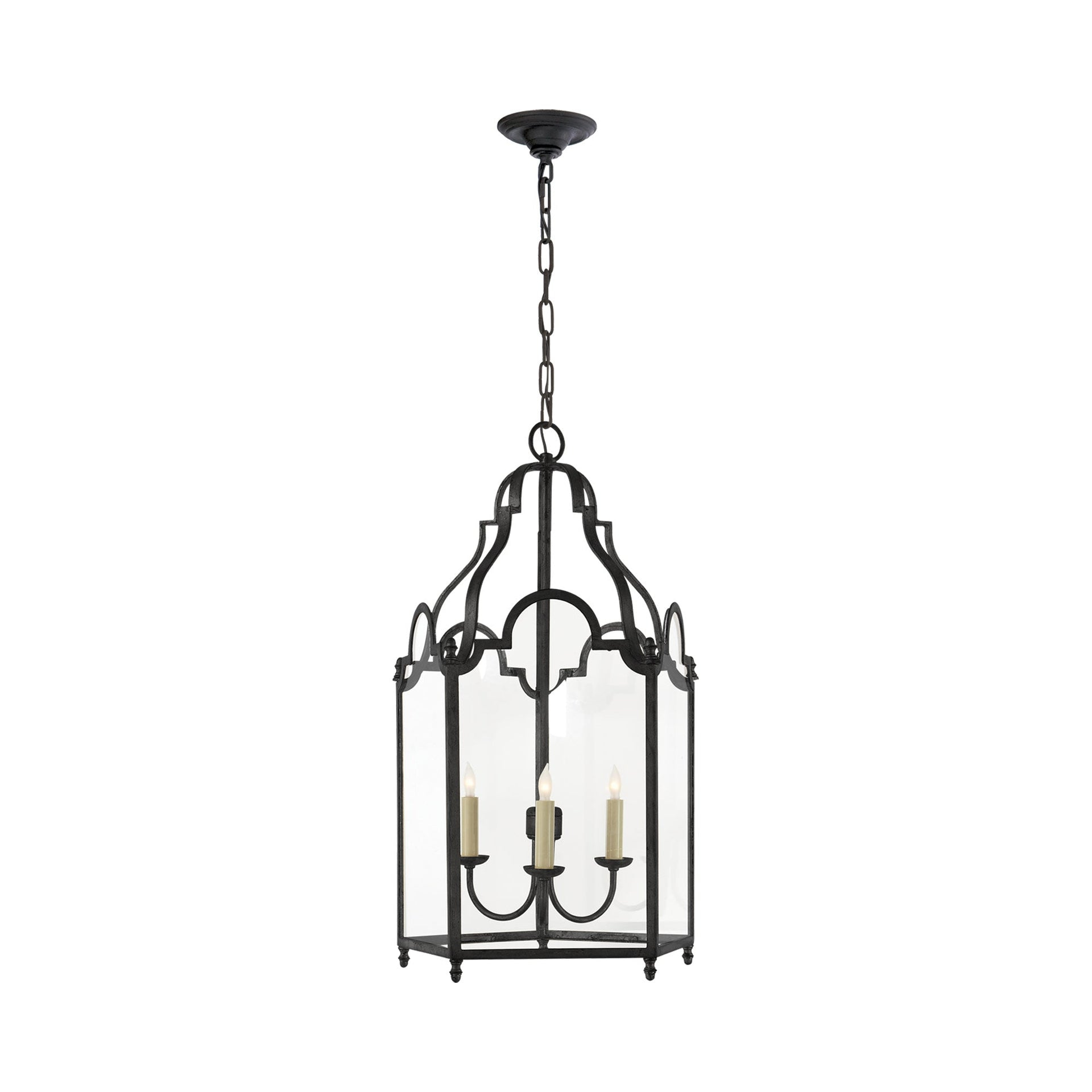 Blackened Rust 30.5" Glass and Metal 3-Light Chandelier