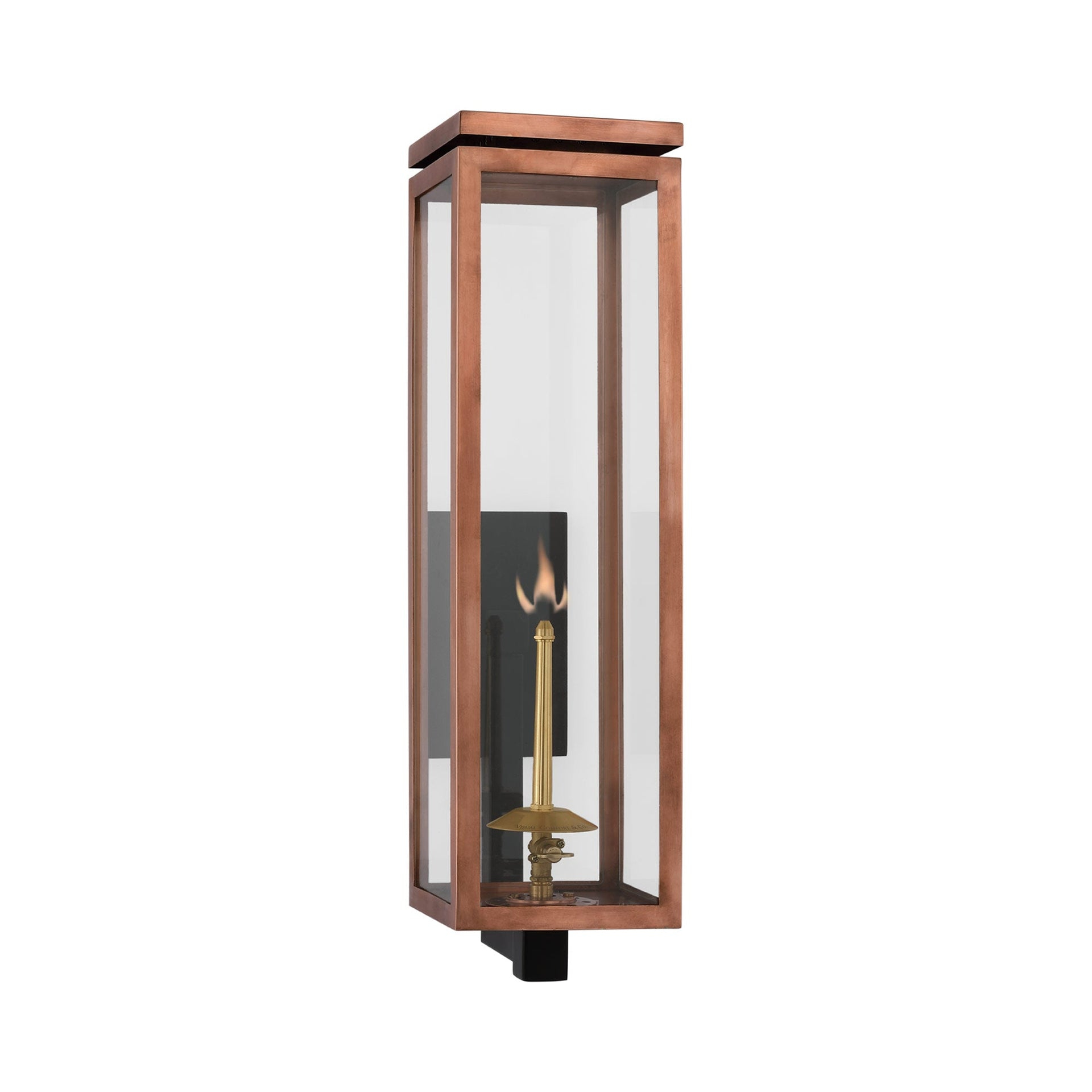 Tall Copper and Glass Outdoor Gas Lantern