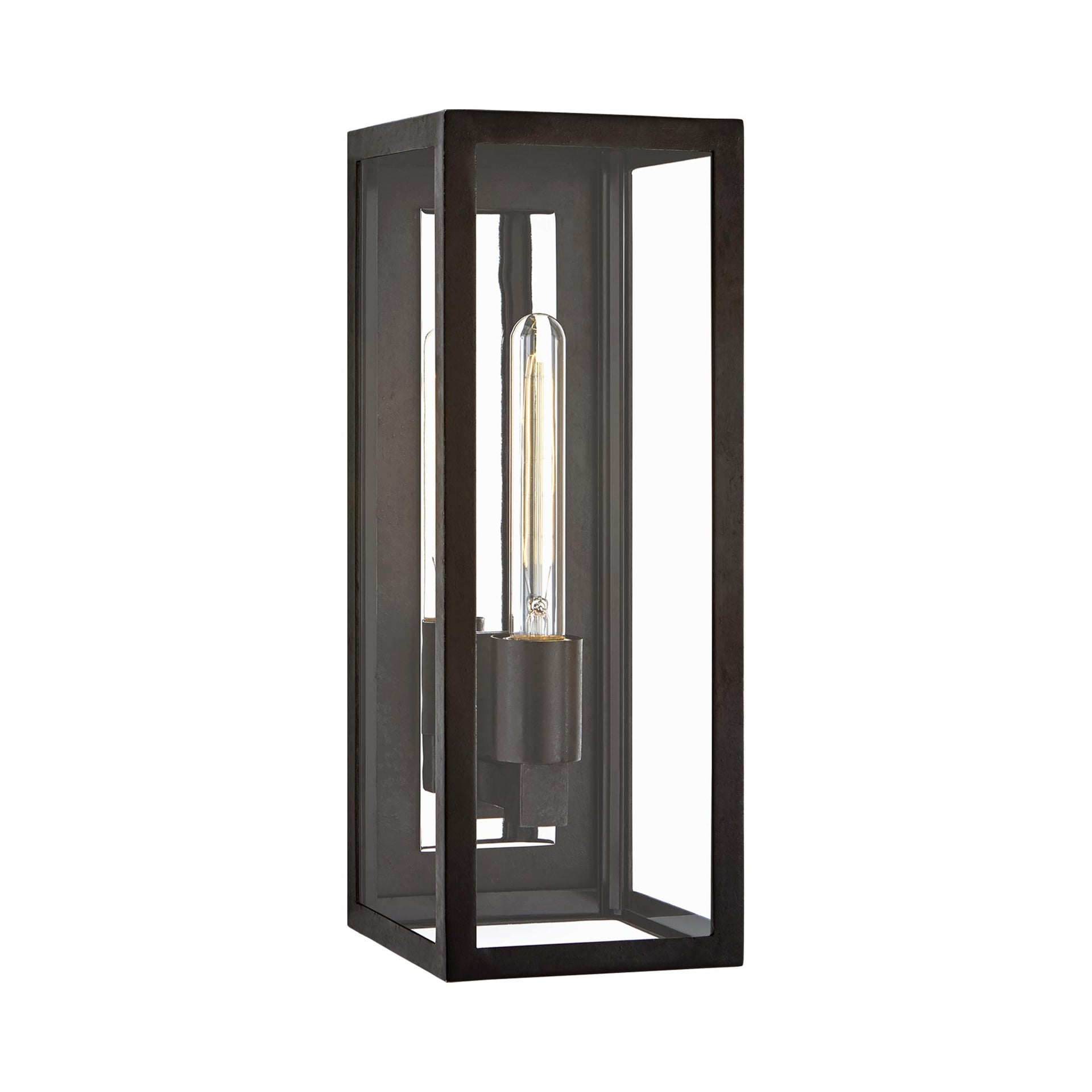 Eldridge 16" Black Iron Lantern-Style Dimmable Sconce