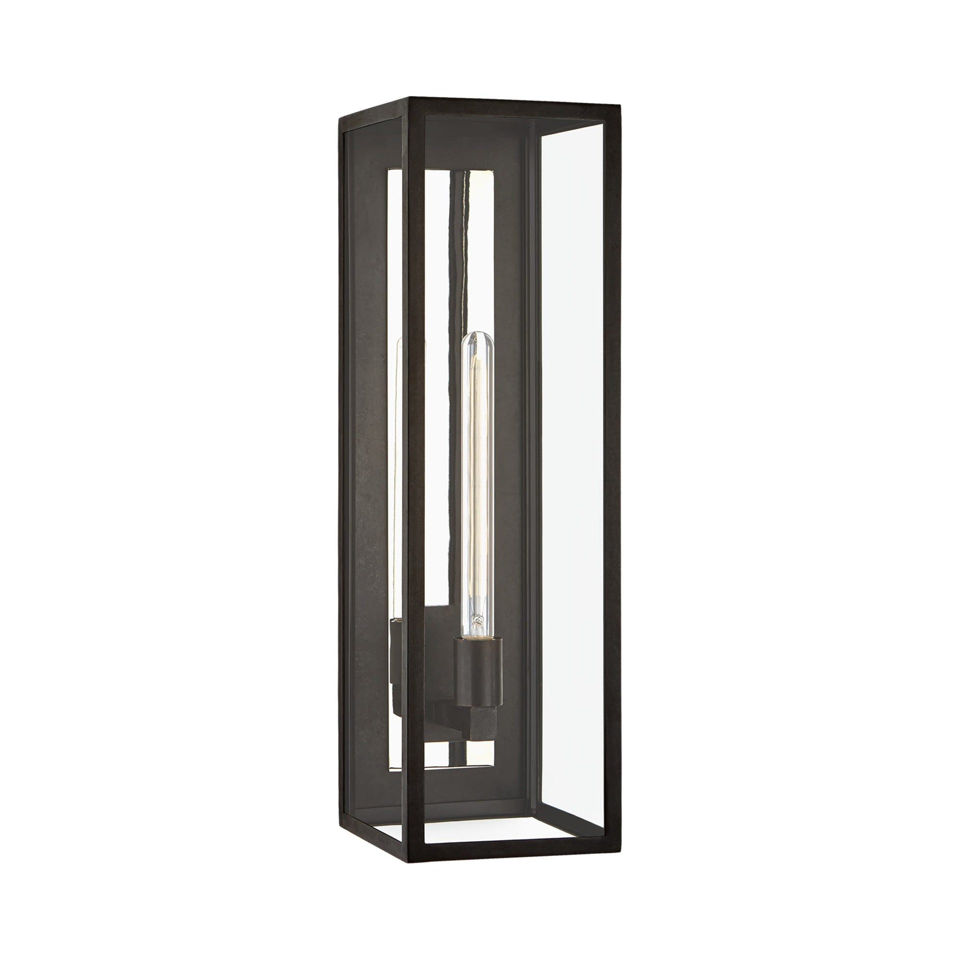 26" Black Iron Dimmable Lantern Wall Sconce