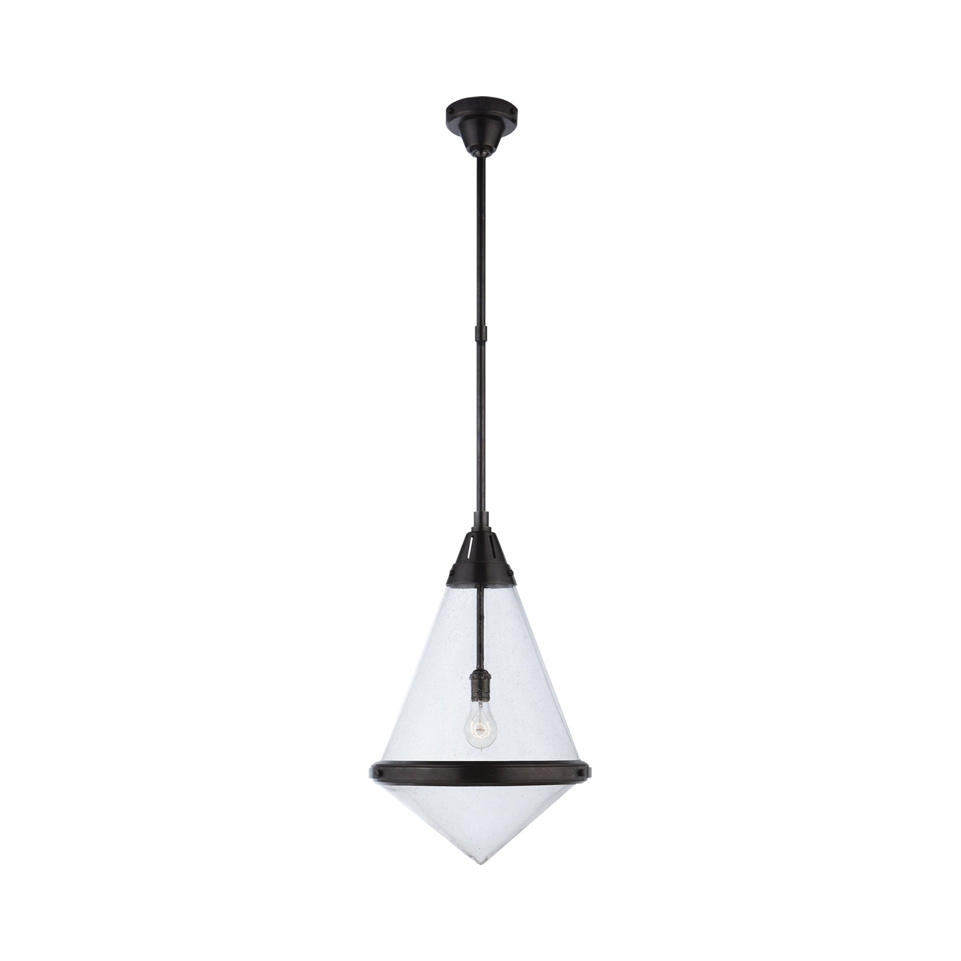 Bronze and Seeded Glass Diamond Pendant Light