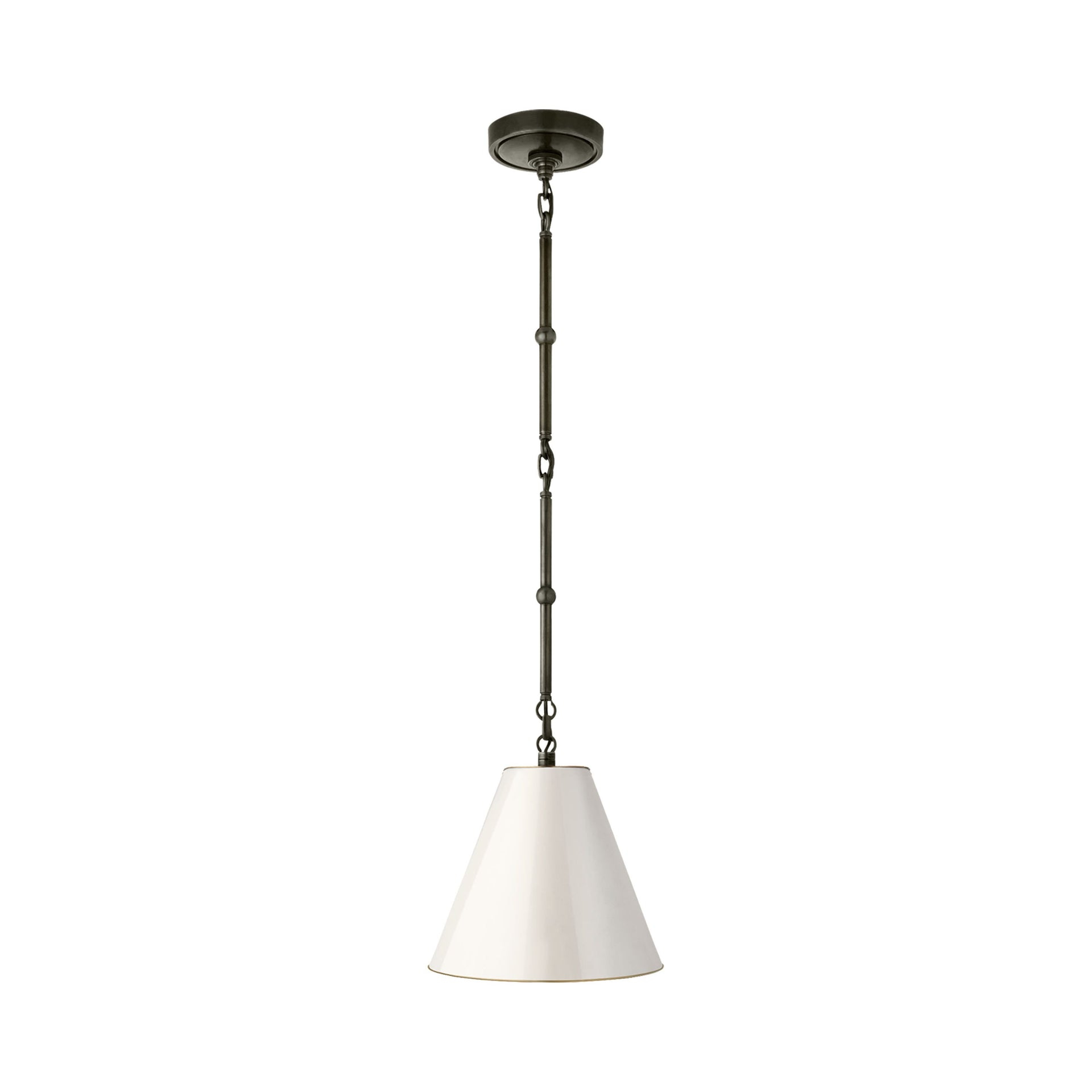 Bronze and Antique White 10" Pendant Light with Cone Shade