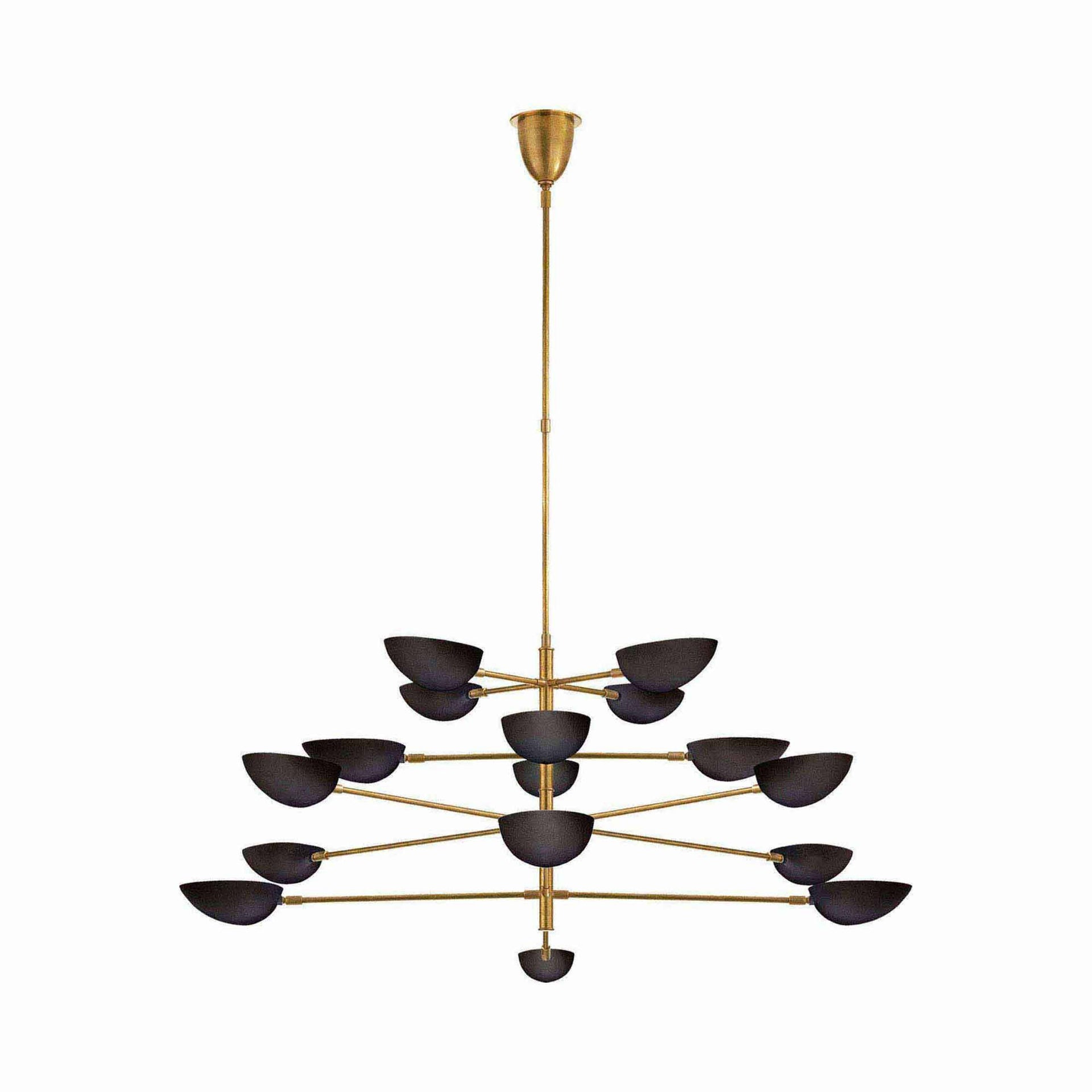 Black and Gold Four-Tier Mid-Century Modern Chandelier