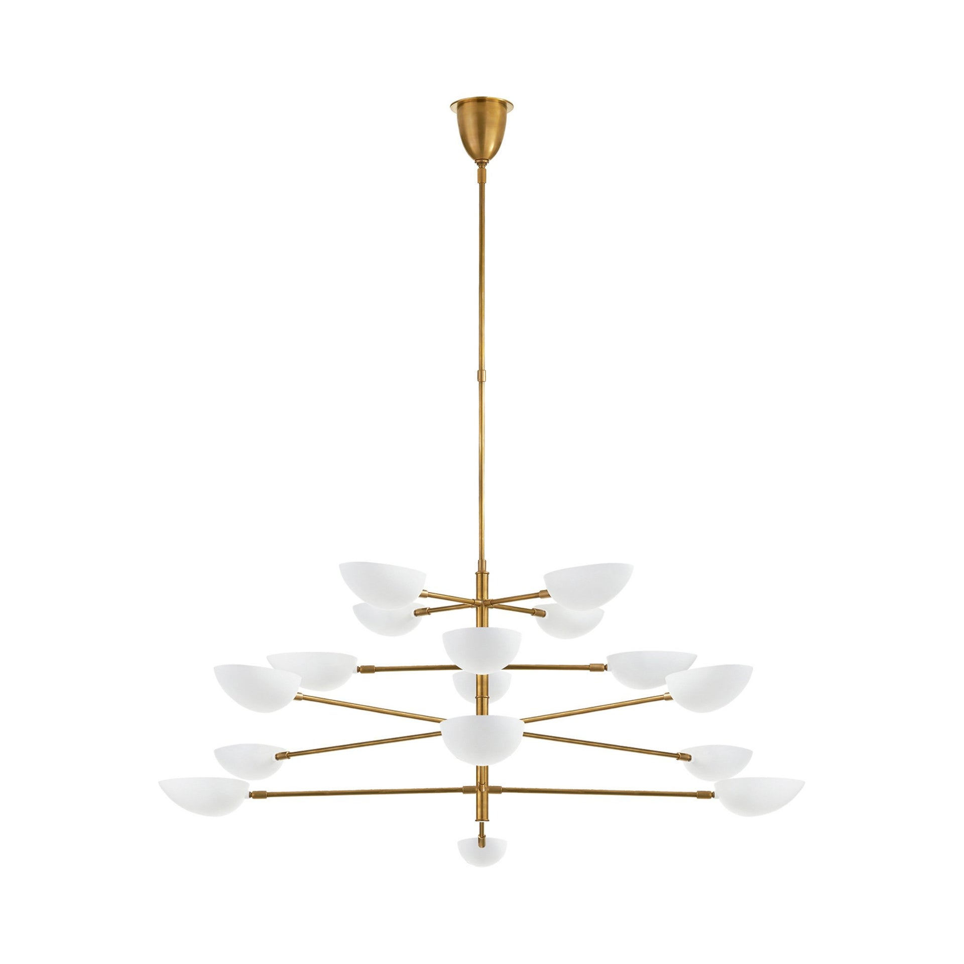 Grande Brass and White Four-Tier Chandelier