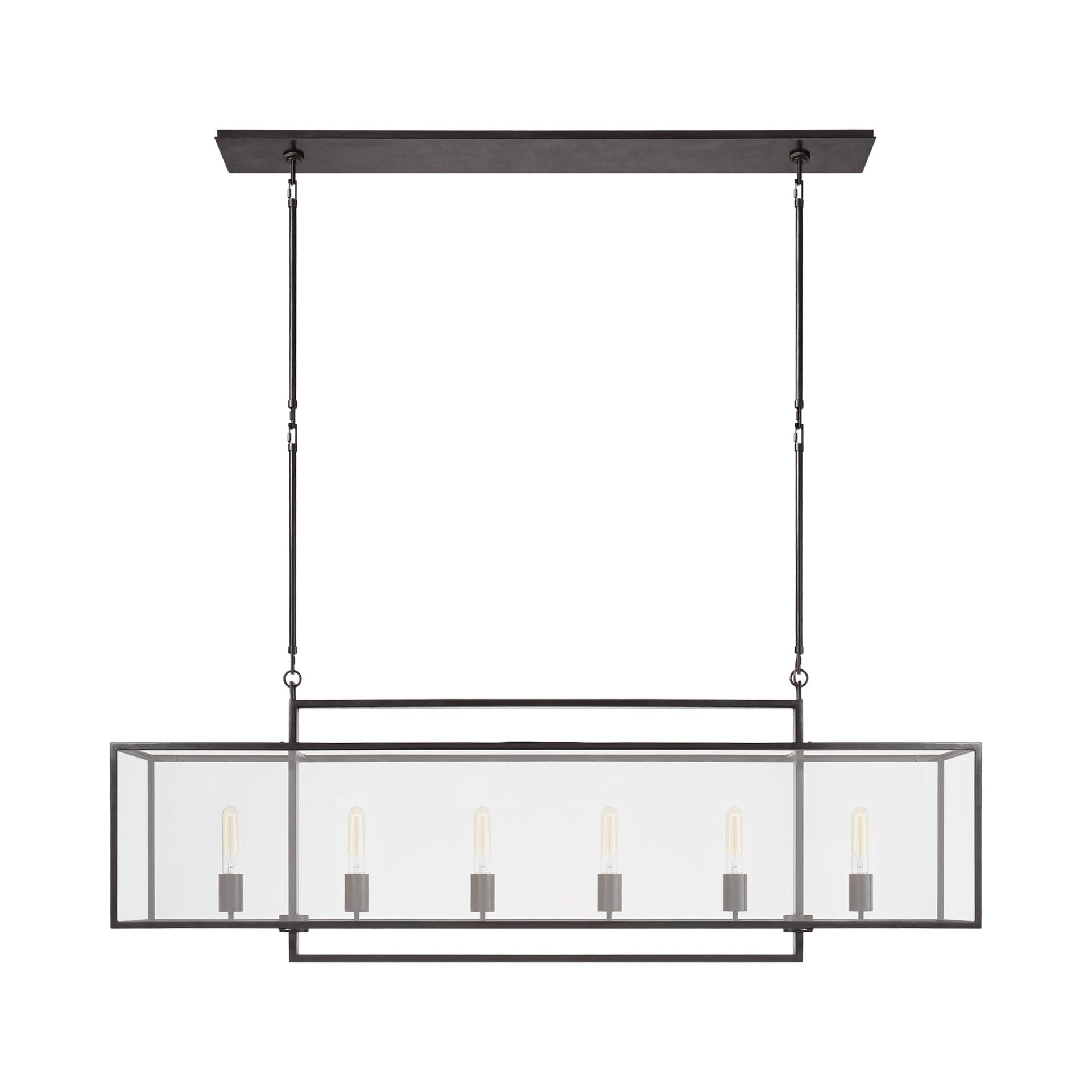 Halle 56'' Aged Iron and Nickel Glass Linear Chandelier