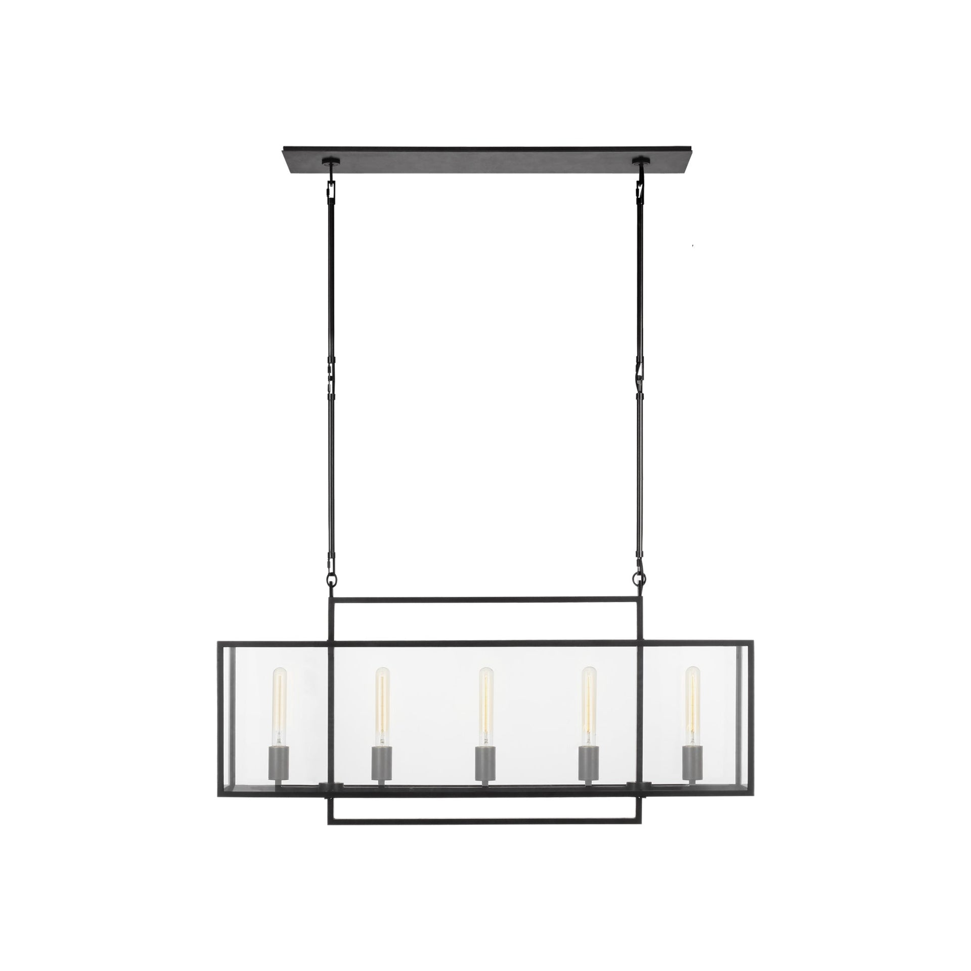 Halle Black Aged Iron LED Glass Linear Chandelier