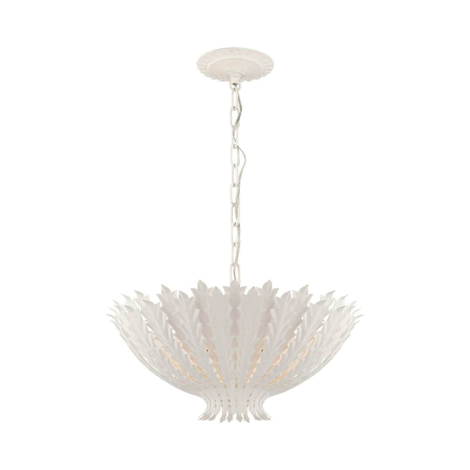 Hampton Elegance 3-Light Crystal Pendant in Plaster White