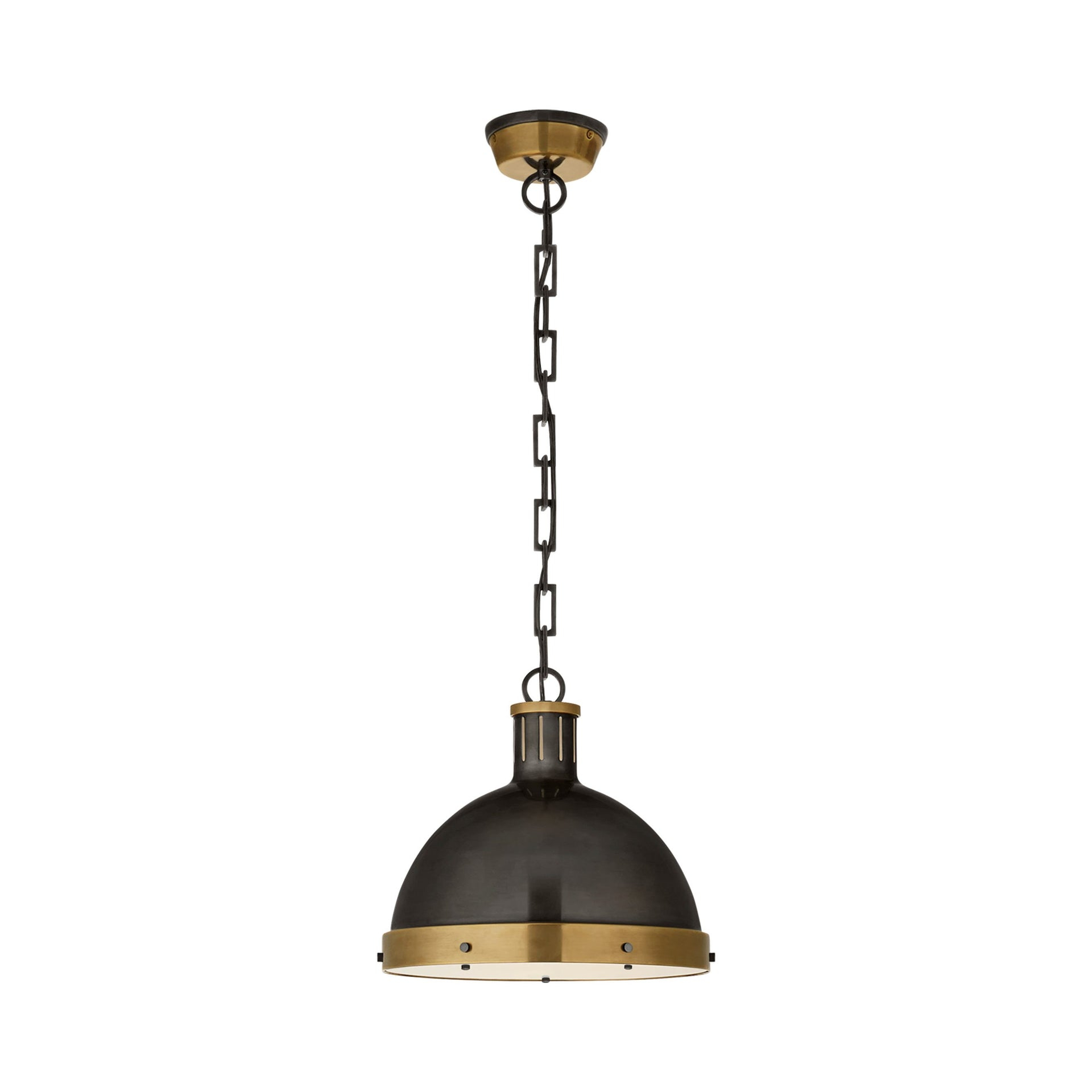 Hicks Large Globe Pendant Light in Bronze & Antique Brass