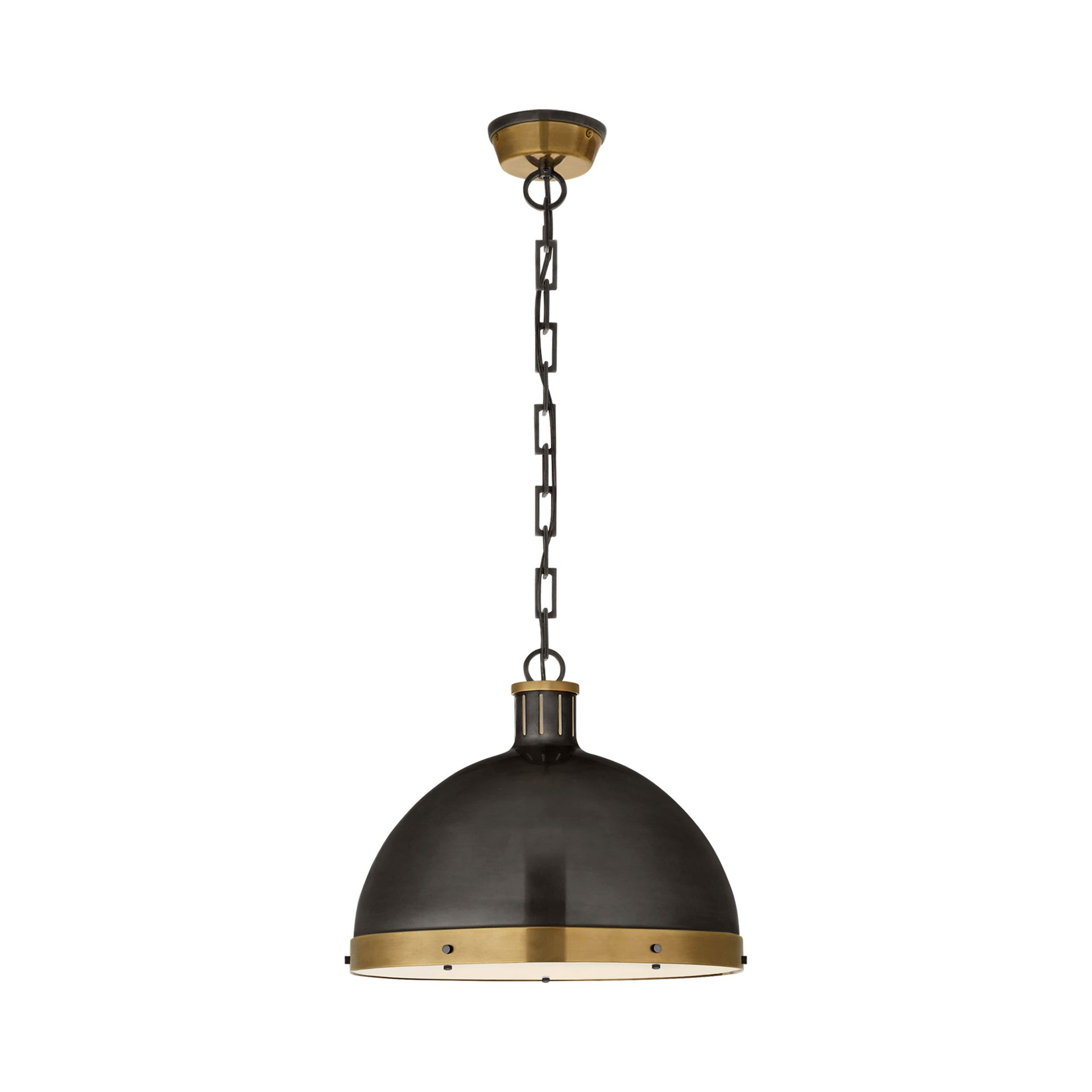 Farmhouse Industrial Hicks 13.75" Globe Pendant in Bronze/Antique Brass