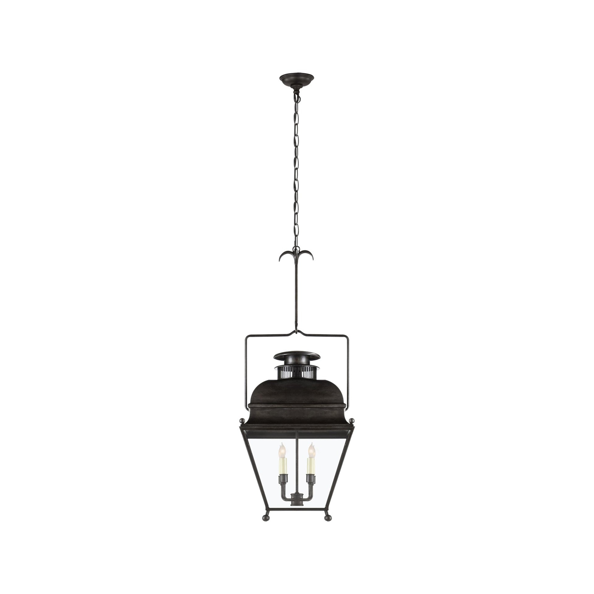 Aged Iron Glass 4-Light Indoor/Outdoor Pendant