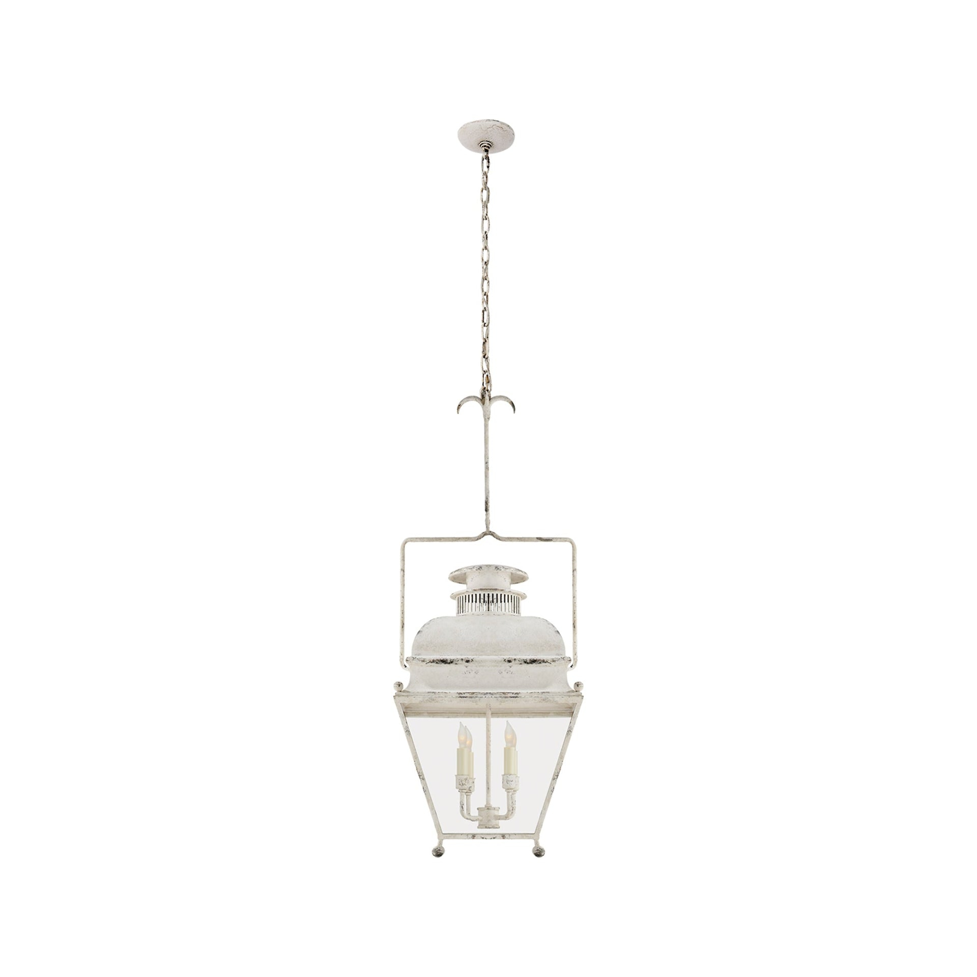 Old White Glass Four Light Lantern Pendant