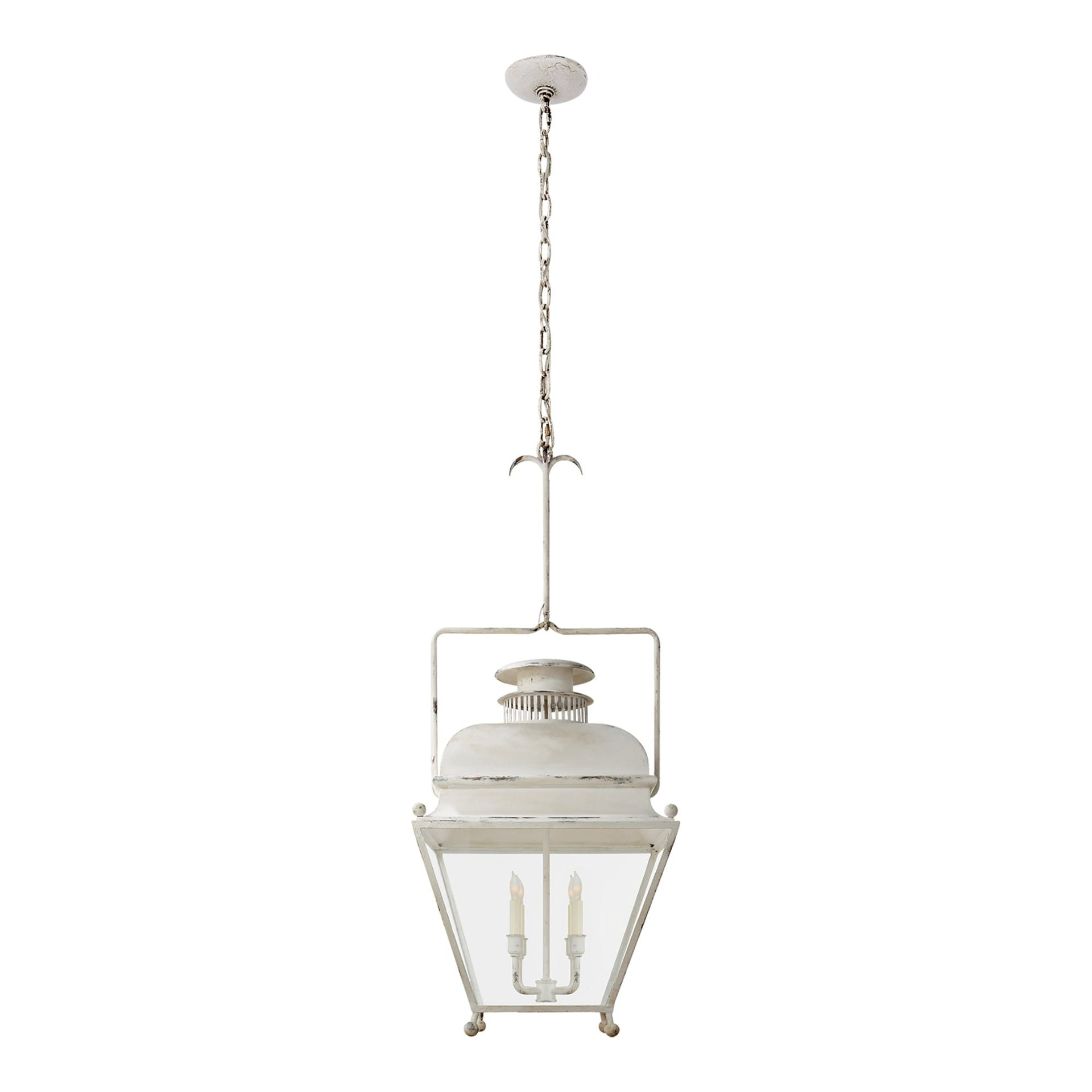 Holborn Old White 4-Light Glass Lantern Pendant
