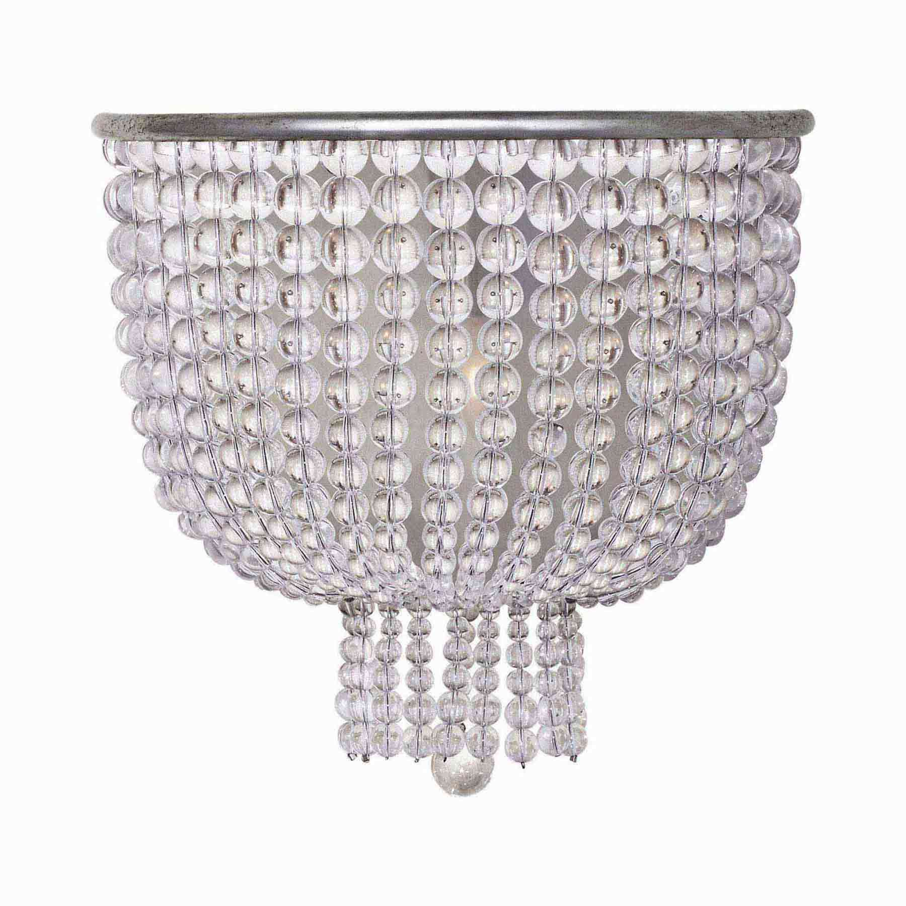 Jacqueline Waterfall Glass Bead 10'' Burnished Silver Sconce