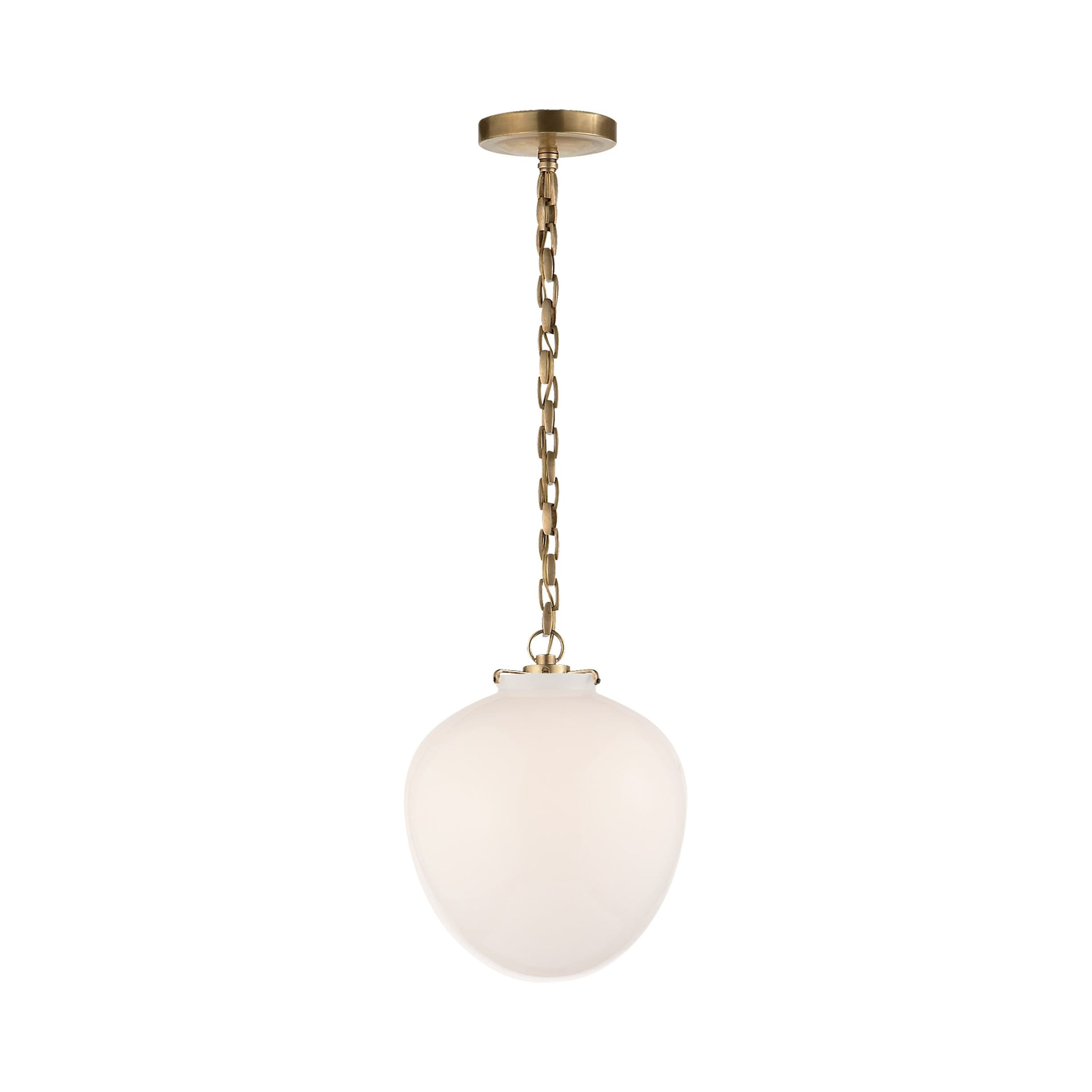 Elegant Katie Acorn 13" Glass Pendant in Hand-Rubbed Antique Brass