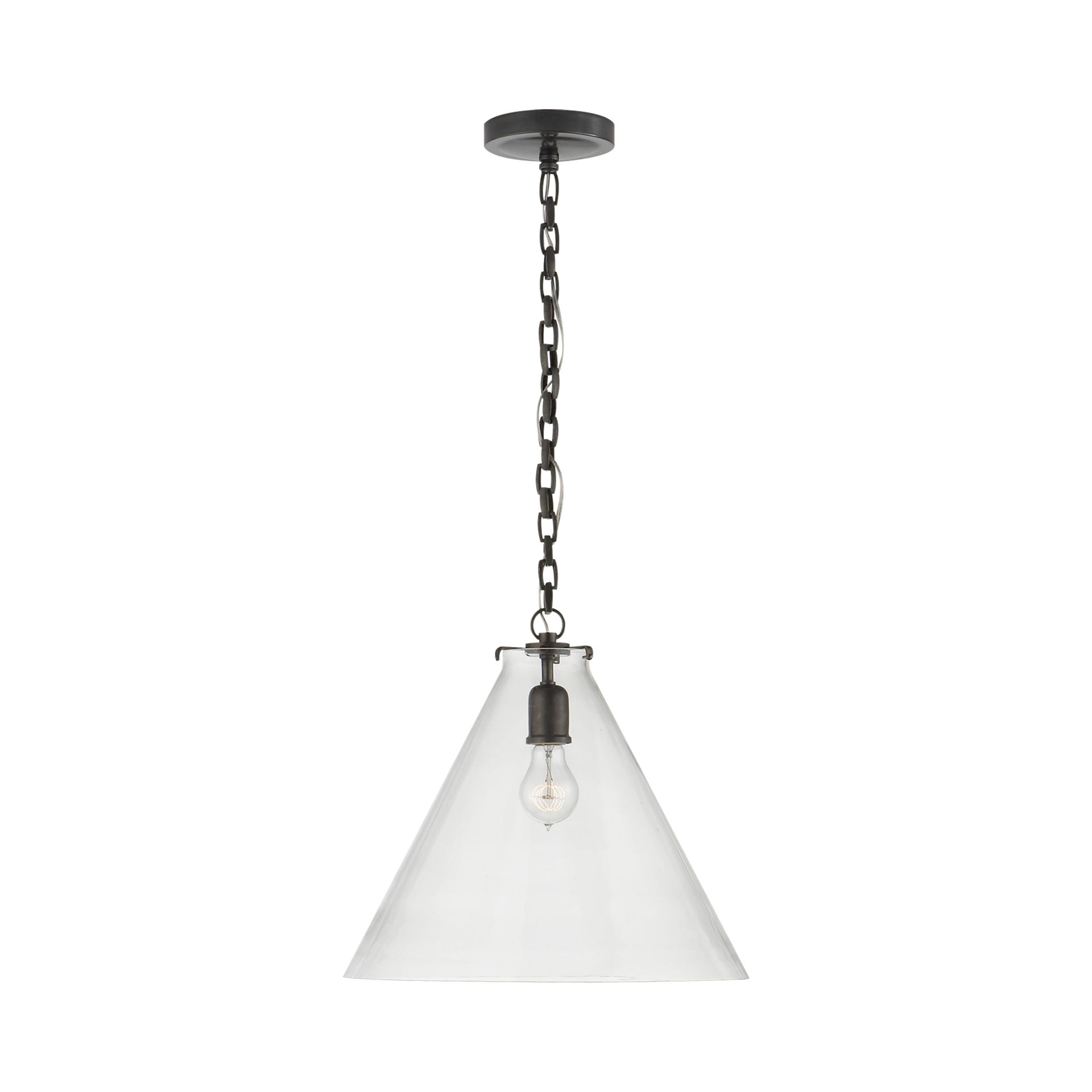 Katie Conical 14.75" Bronze Pendant with Clear Glass Shade