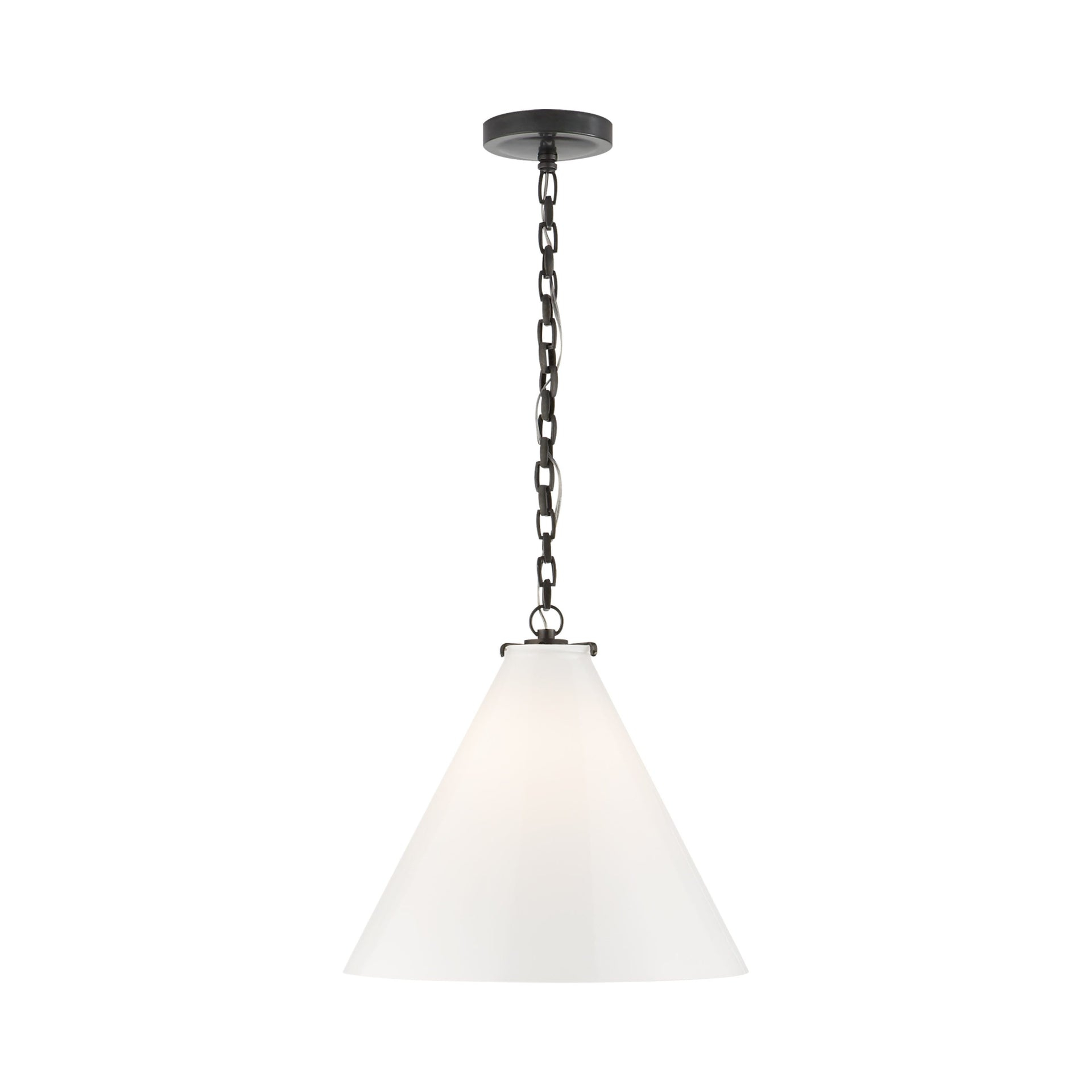 Katie 14.75" Bronze Conical Pendant with White Glass Shade