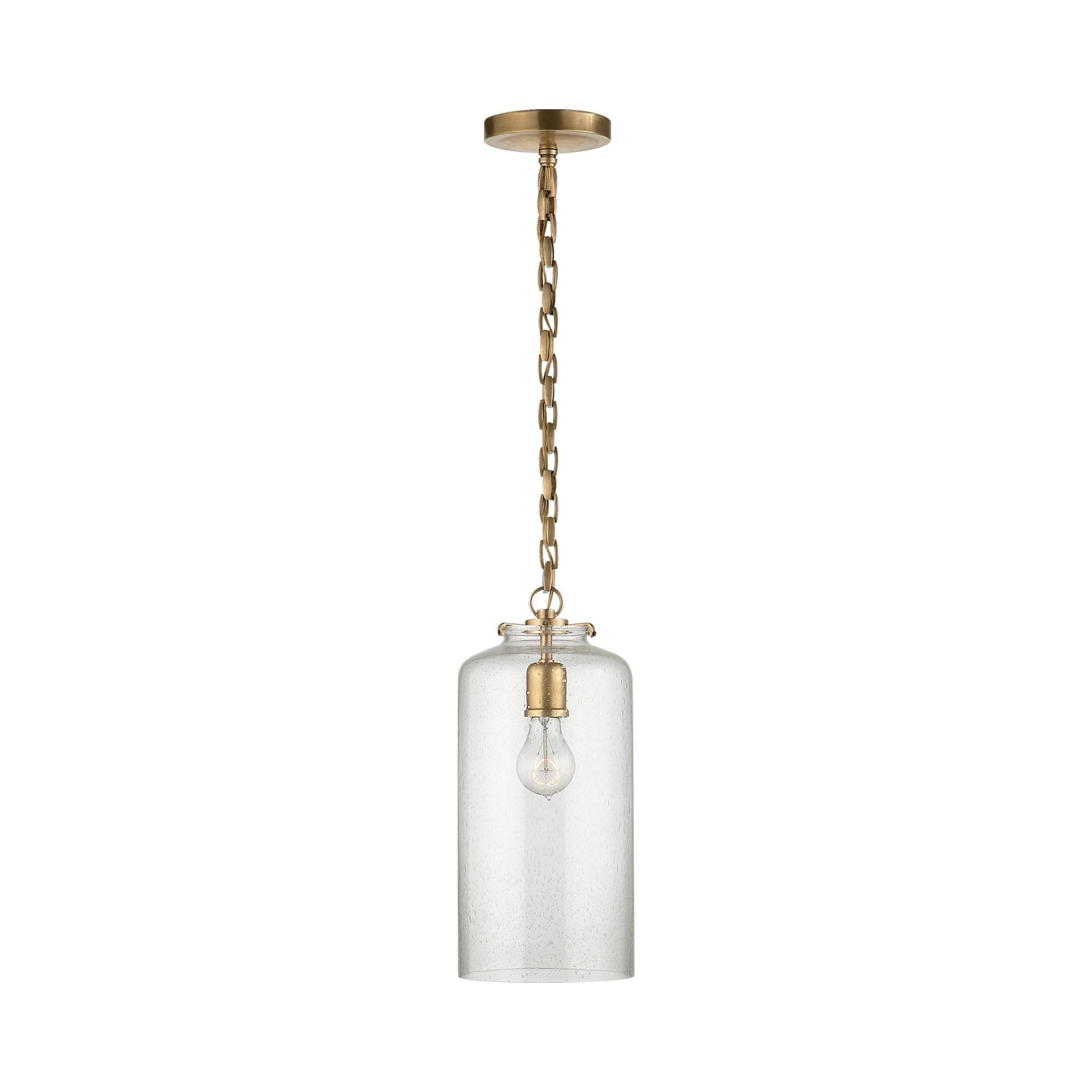 Hand-Rubbed Antique Brass Glass Pendant Light