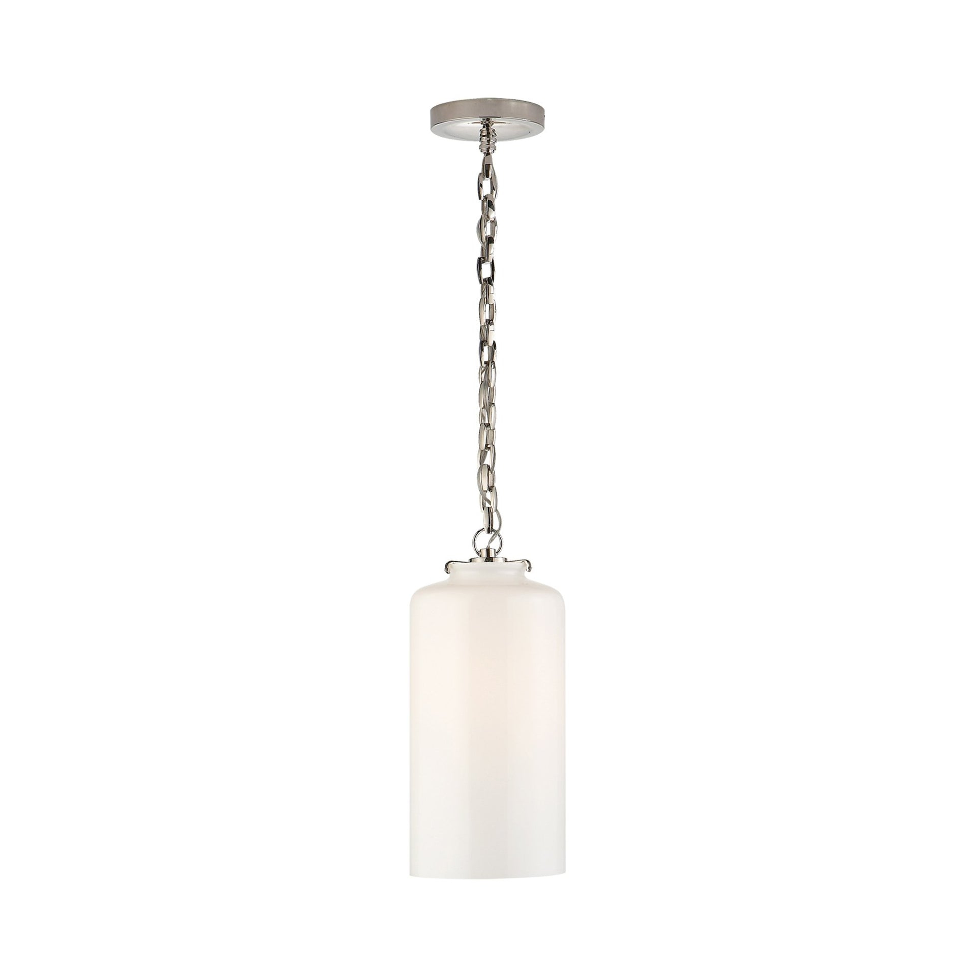 Katie Polished Nickel 15.75" Tall Cylinder Pendant with Glass Shade