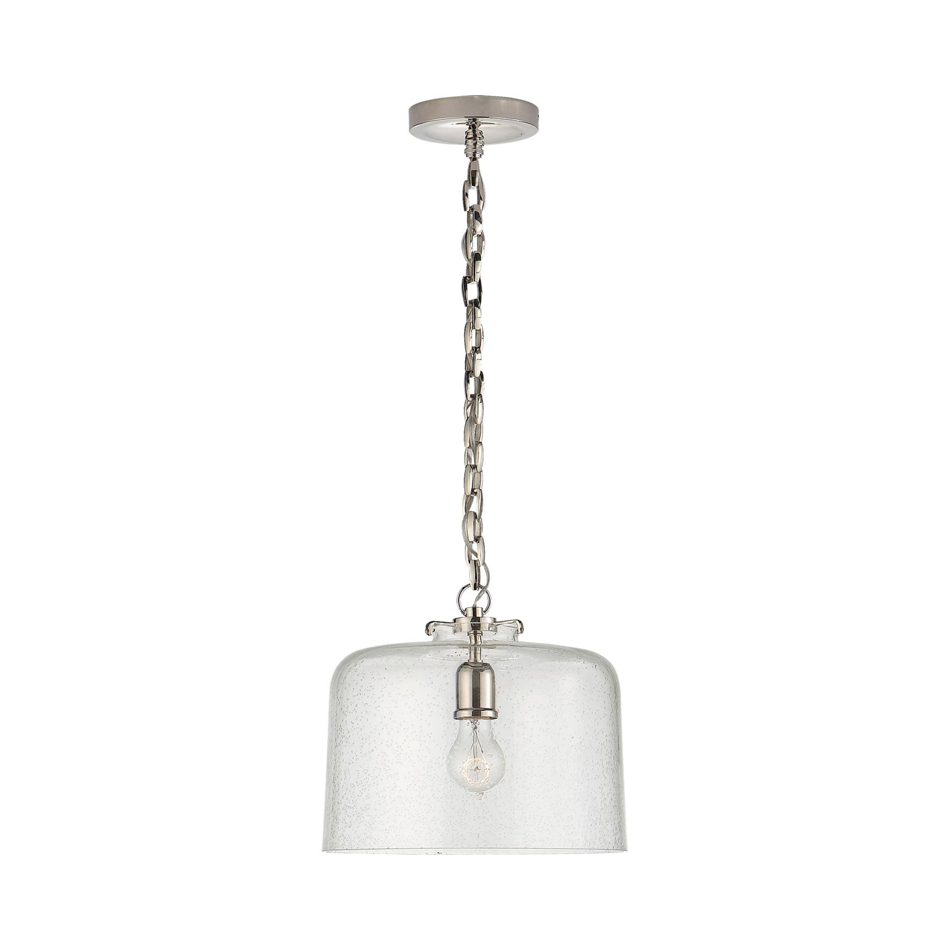 Katie Polished Nickel Glass Pendant Light for Indoor/Outdoor Use