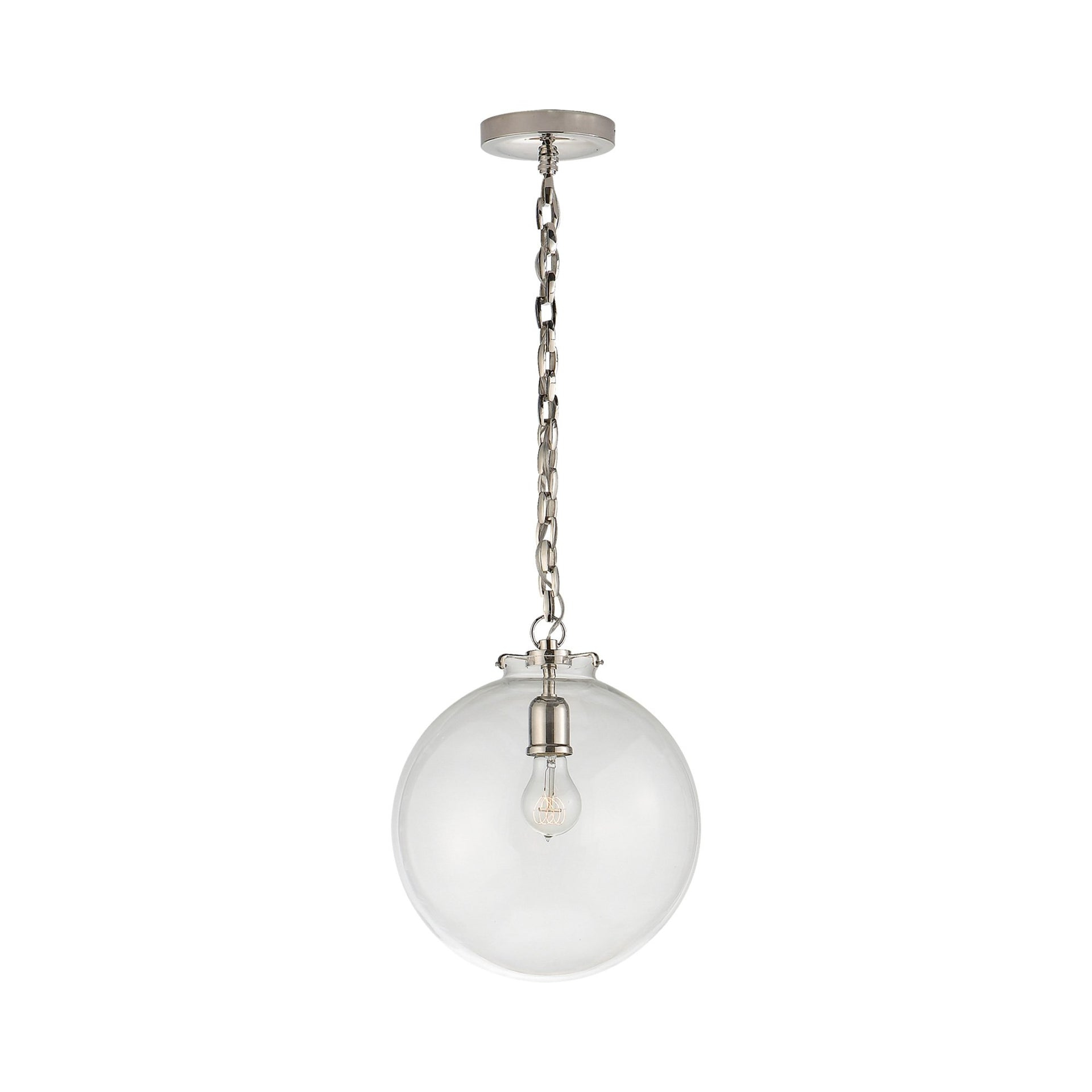 Katie 14" Polished Nickel Glass Globe Pendant Light