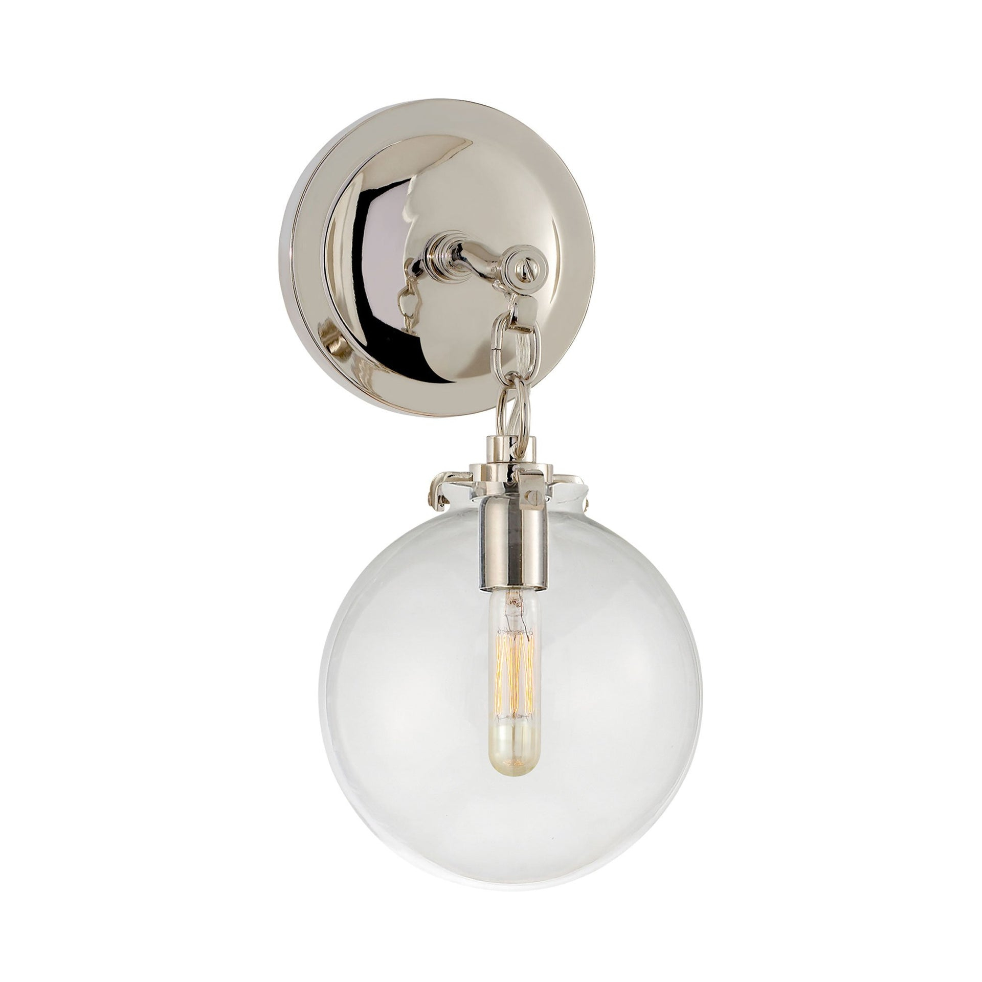 Elegant Nickel 12.5" Katie Globe Wall Sconce with Chain Link