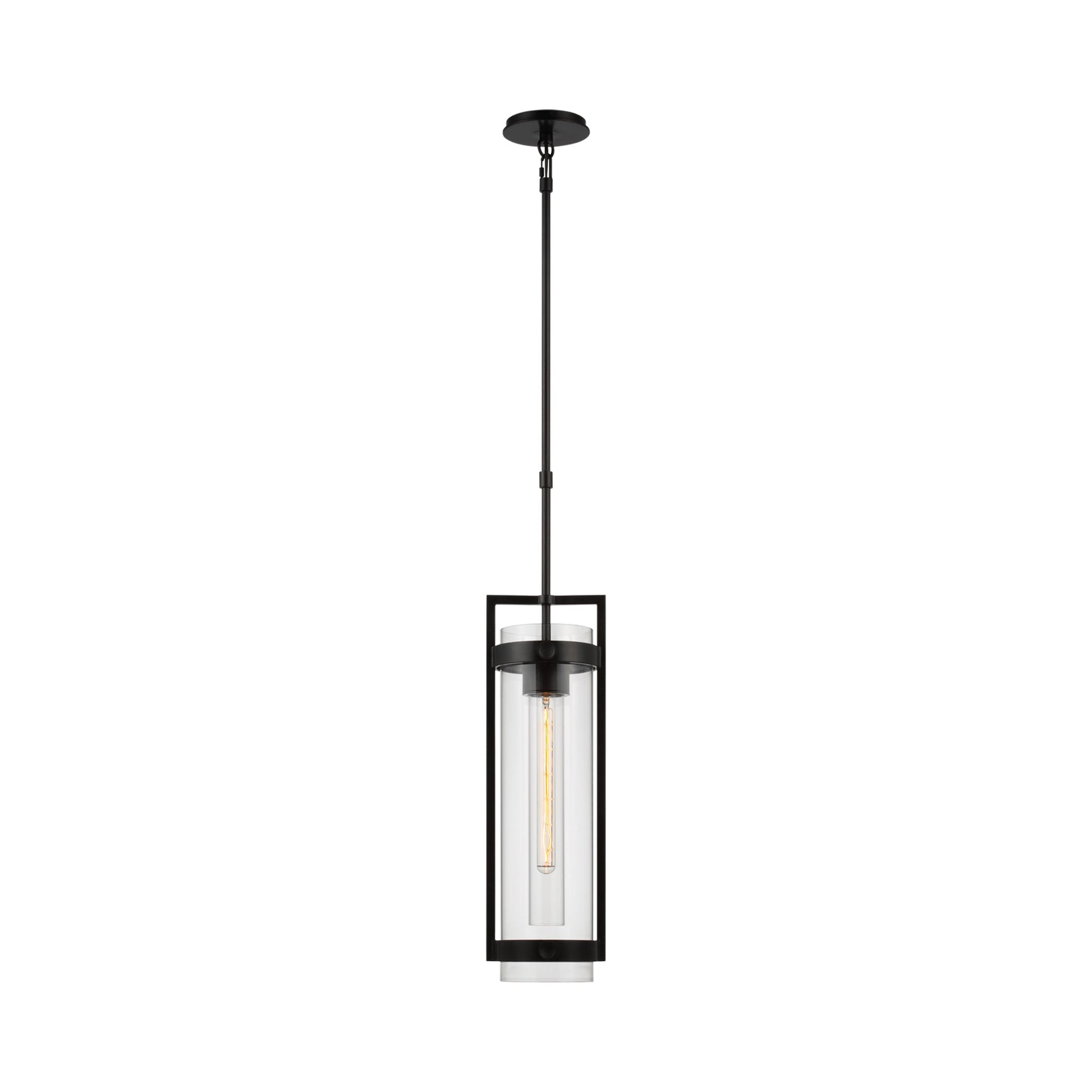 Kears Aged Iron Dual Glass Cylinder Indoor/Outdoor Pendant