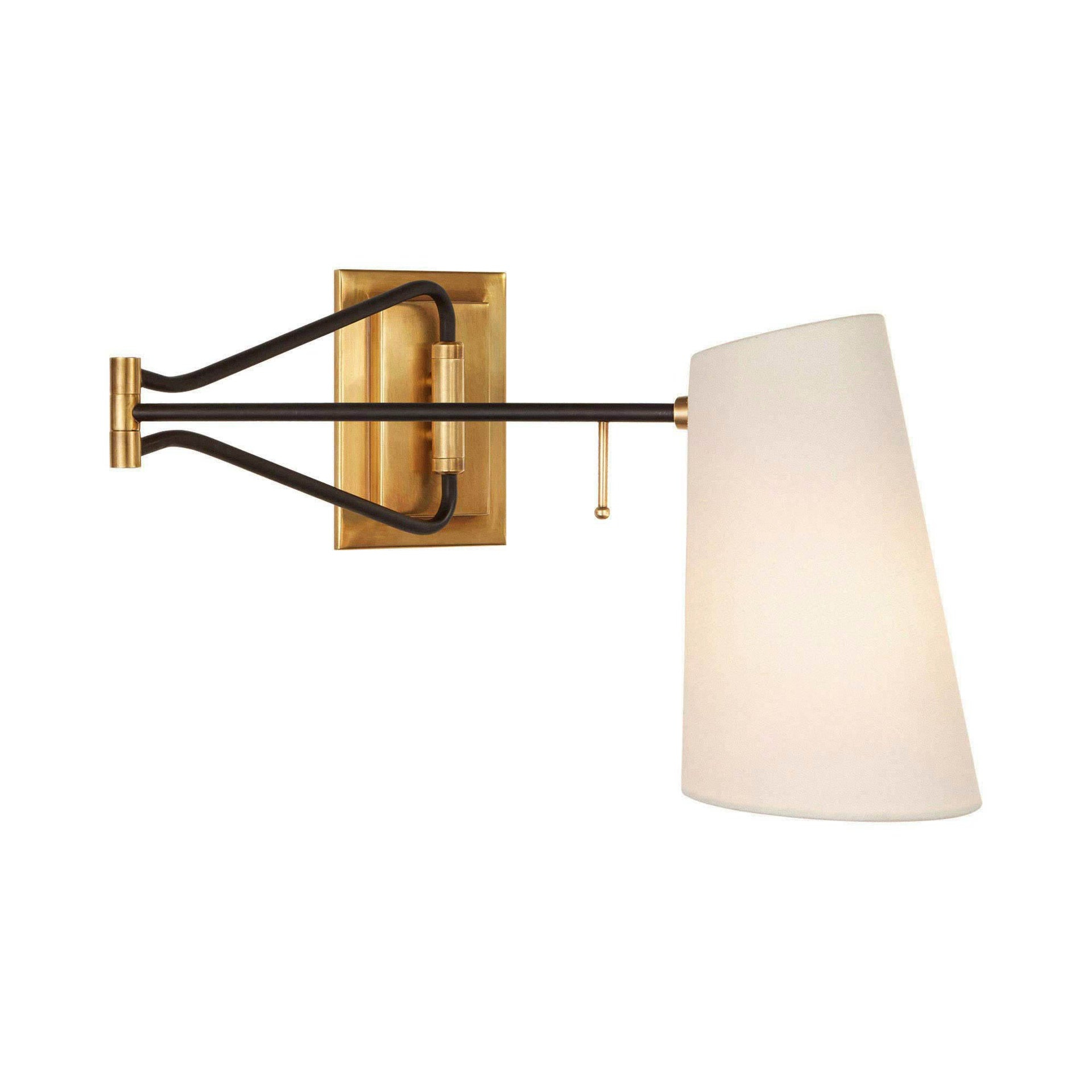 Keil 10" Black Linen Shade Swing Arm Wall Light