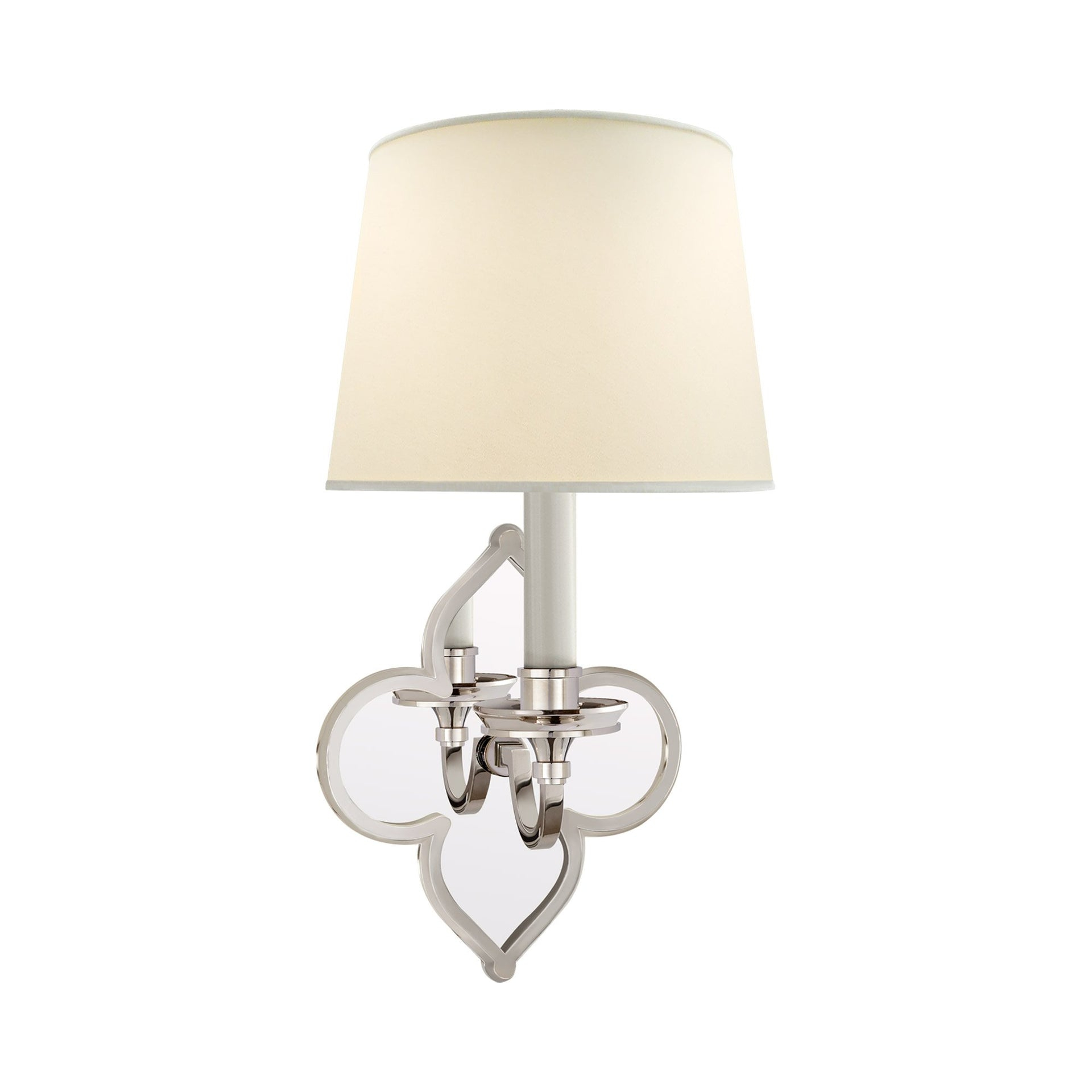Polished Nickel Dimmable Brass Wall Sconce with Cotton Shade