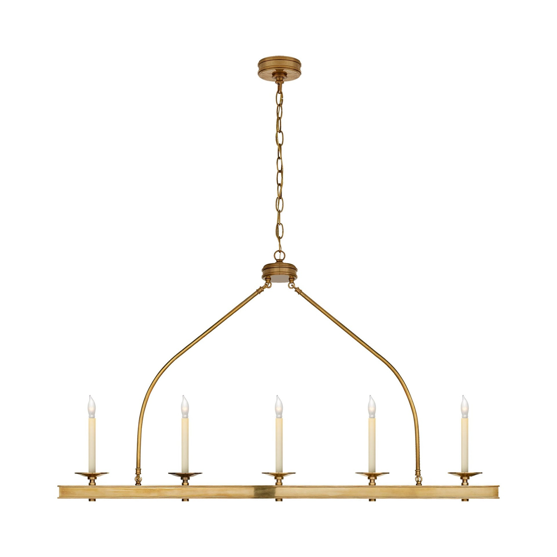 Launceton 5-Light Linear Island Pendant in Antique-Burnished Brass