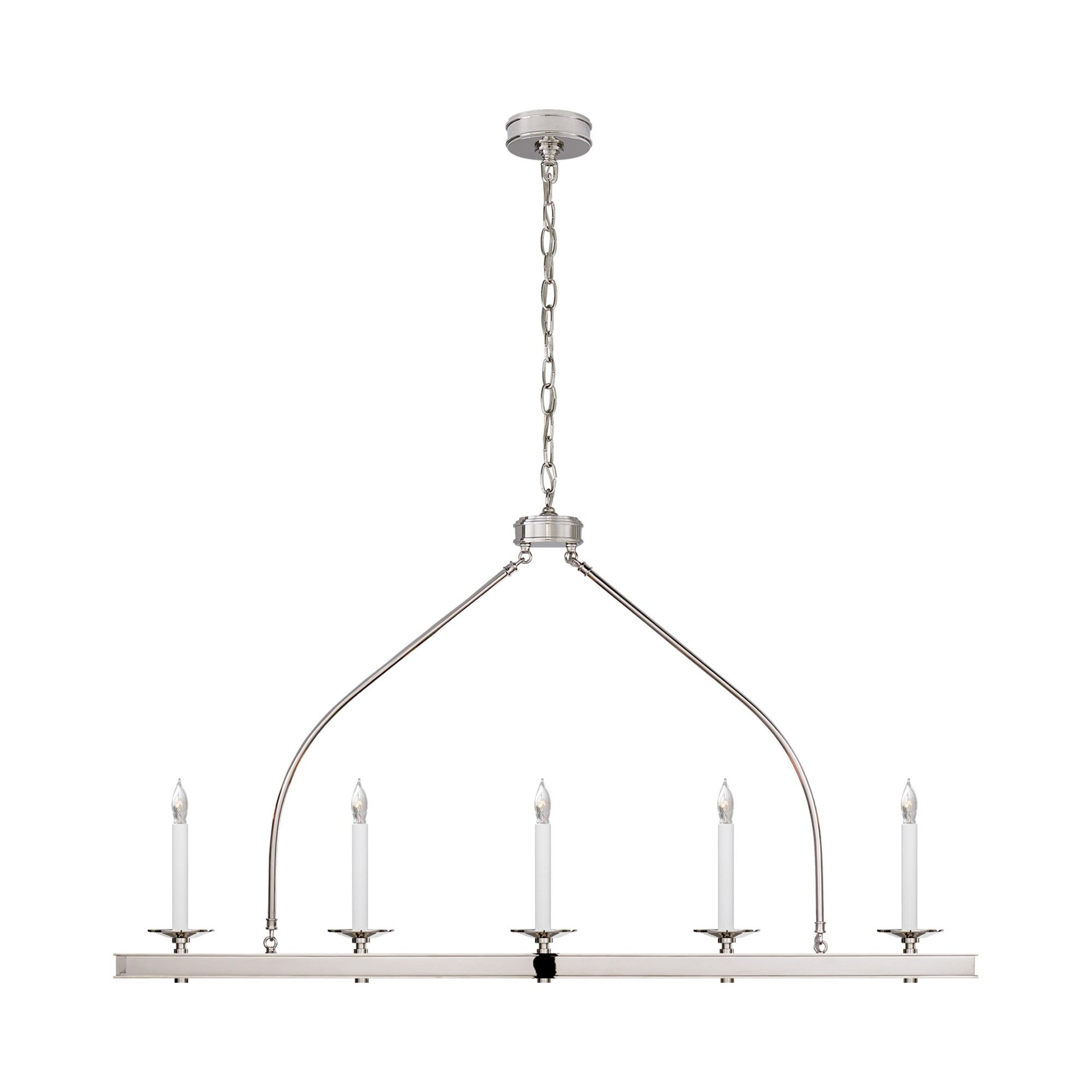Elegant Launceton Polished Nickel 5-Light Linear Island Pendant