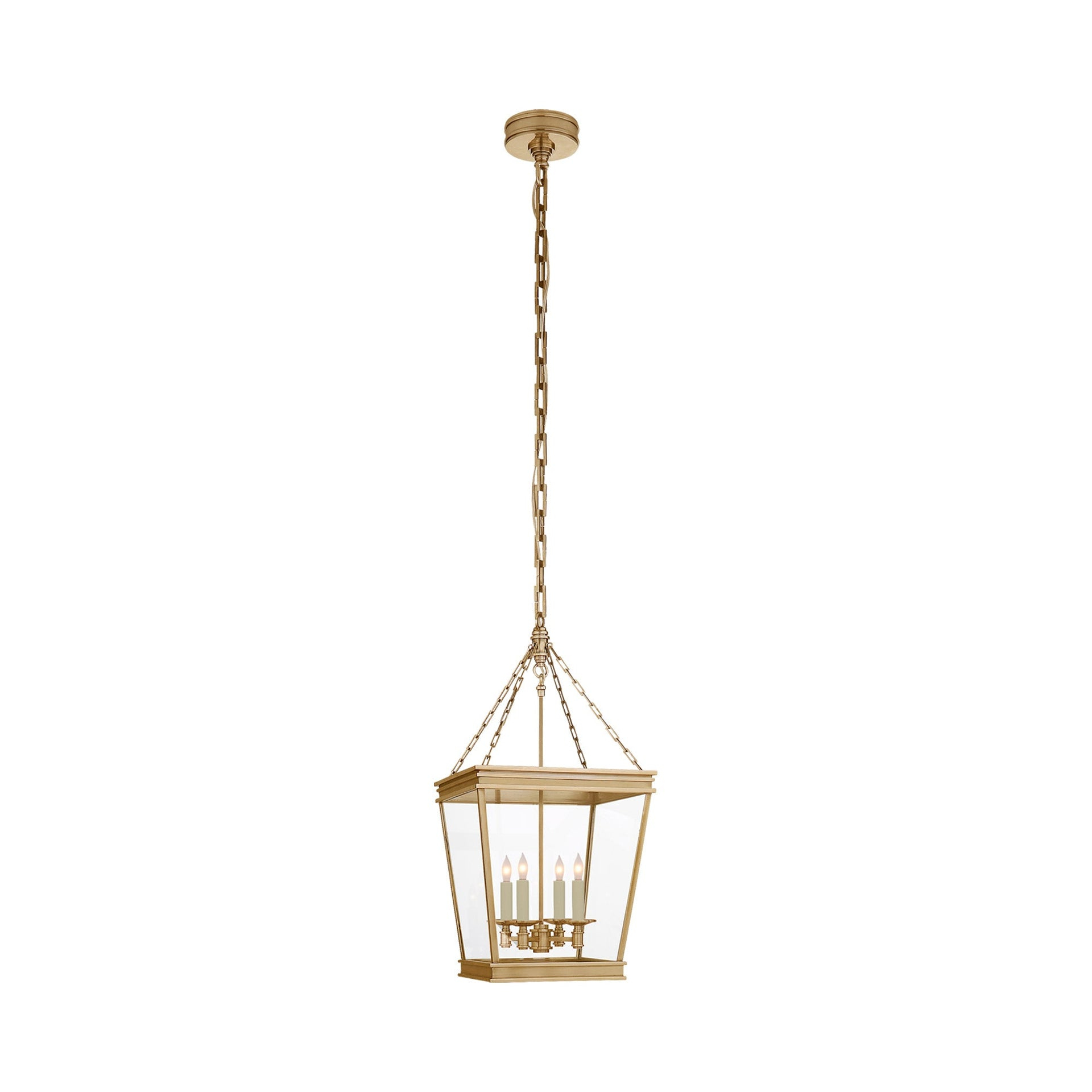 Elegant Launceton Antique-Burnished Brass Glass Lantern Pendant