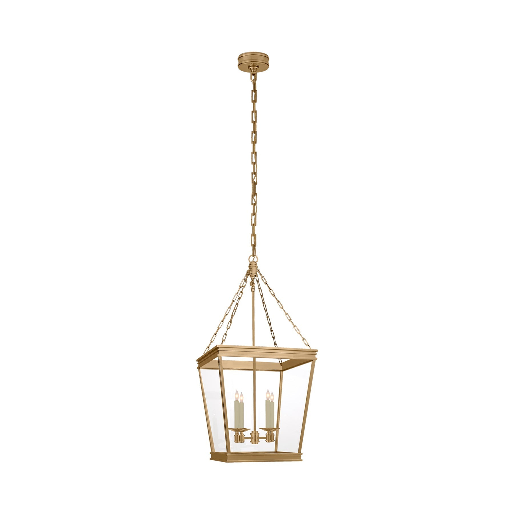 Antique Brass and Glass 34.5" Indoor/Outdoor Lantern Pendant