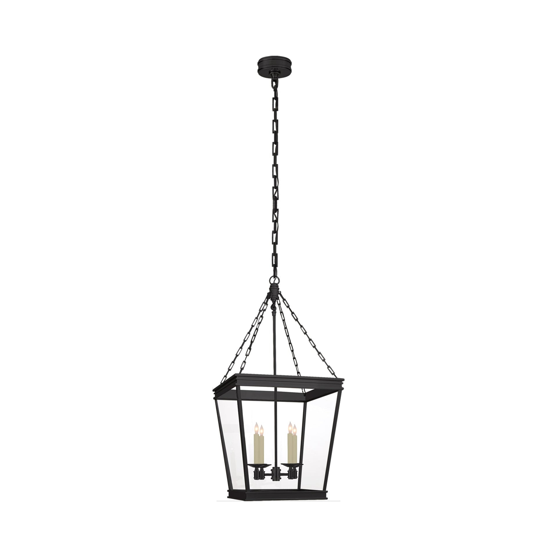 Launceton 34.5" Bronze Candelabra Lantern Pendant with Glass Panels